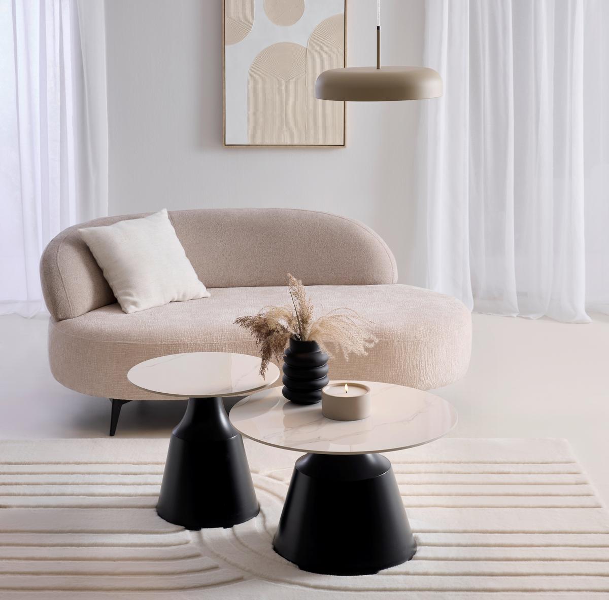 Dohányzóasztal Szett Noah - fekete/fehér, Modern, fém/kerámia (70/50/43/48cm) - Mömax