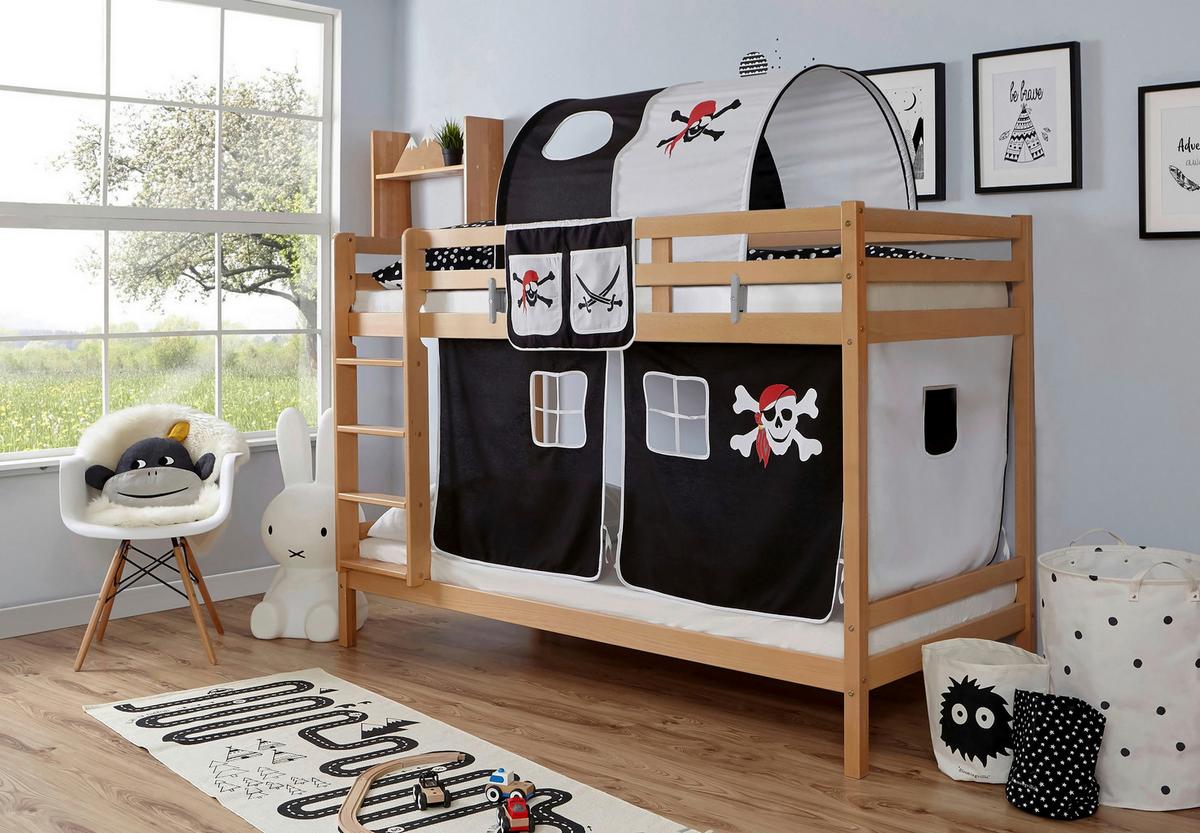 Etagenbett Rene Naturfarben ca. 90x200cm - Naturfarben/Weiß, MODERN, Holz/Textil (90/200cm) - MID.YOU