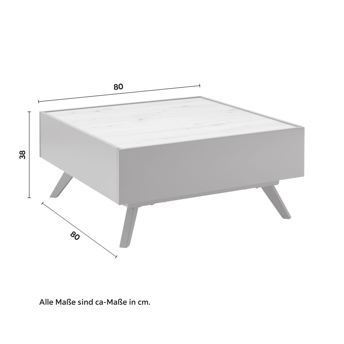 Couchtisch Fosco Grau/Eichefarben MDF - Eichefarben/Schwarz, MODERN, Metall (80/80/38cm) - Bessagi Home