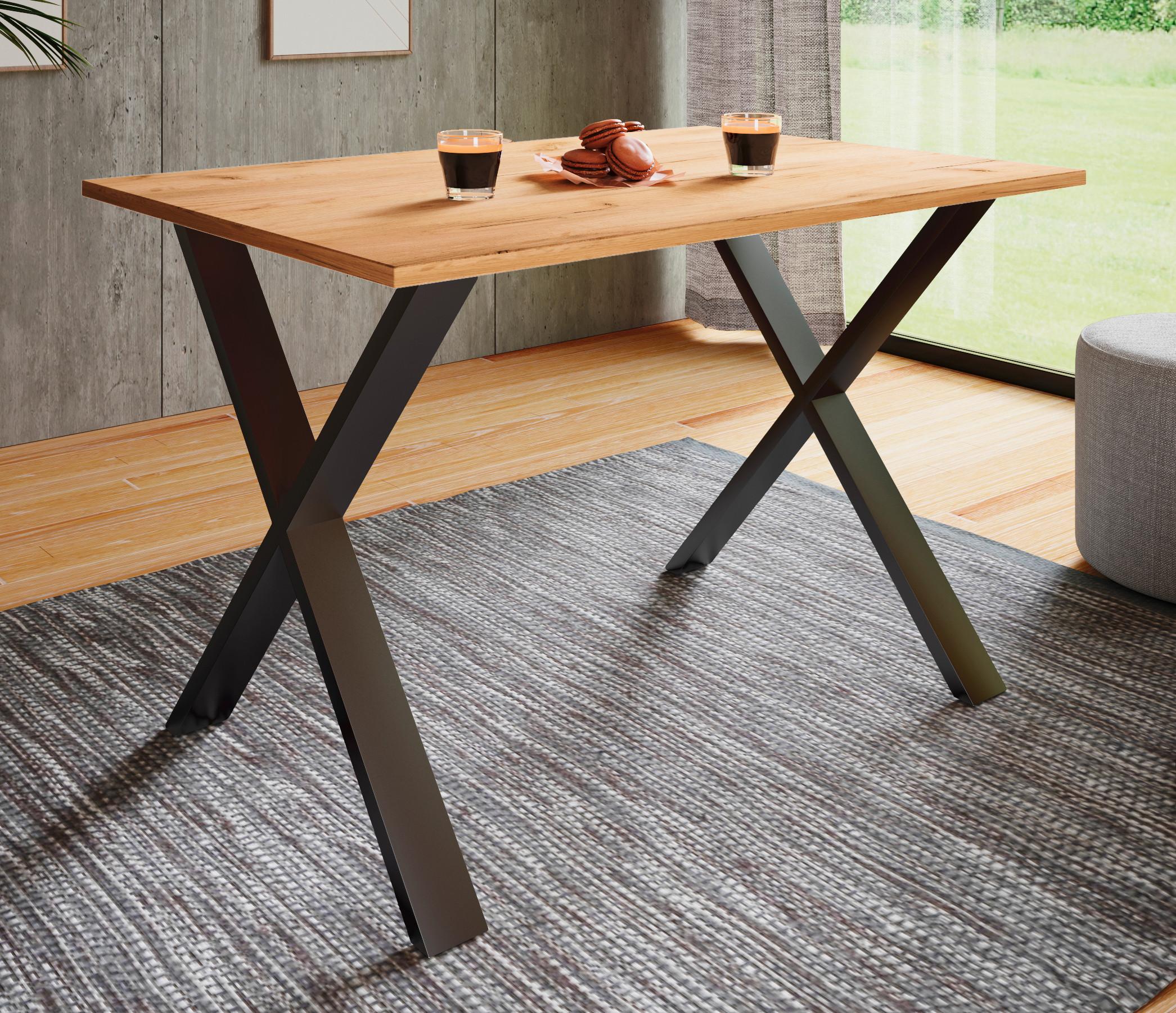 ESSTISCH XONA - Honigeiche/Silberfarben, Basics, Holzwerkstoff/Metall (140/50/76cm) - MID.YOU