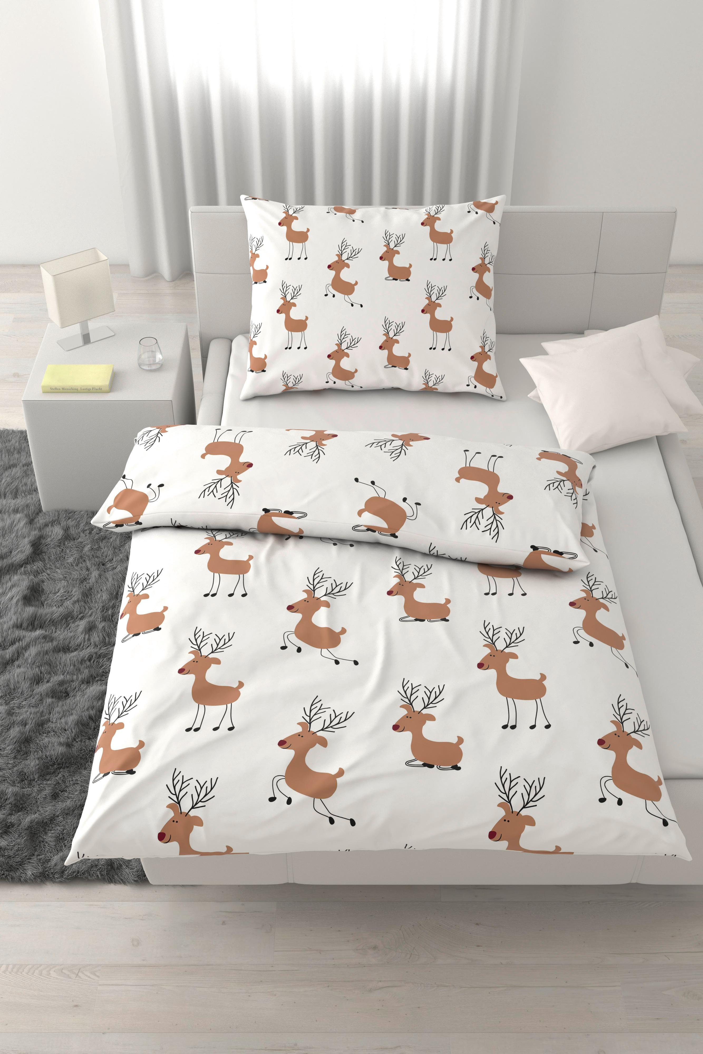 Posteljnina Timba, Bela, Svetlo Rjava, 60/80, 140/200 - svetlo rjava/bela, tekstil (200/140cm) - Mömax