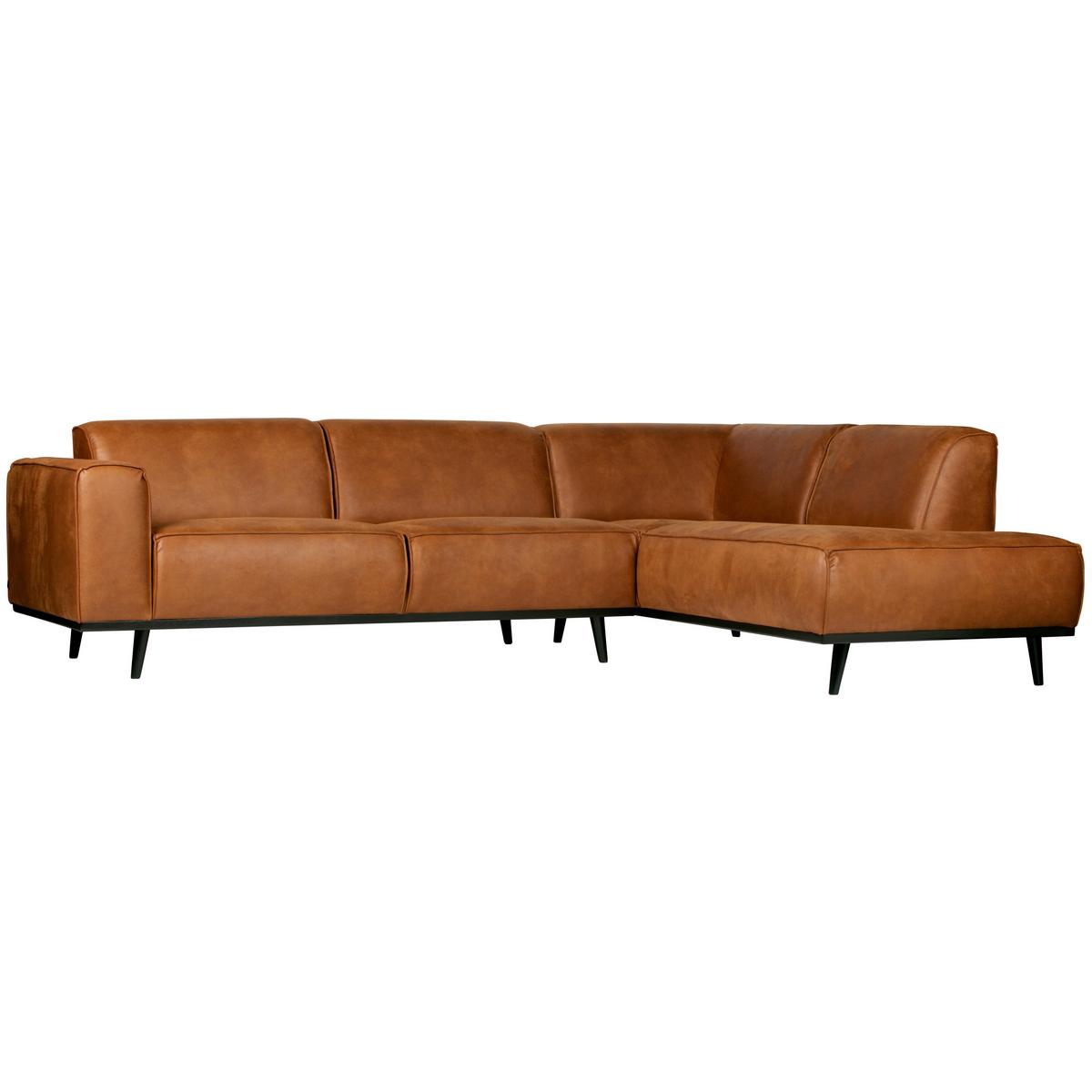 ECKSOFA Statement Cognac S: 274x210cm - Cognac/Schwarz, Design, Leder/Holz (274/210cm) - Livetastic