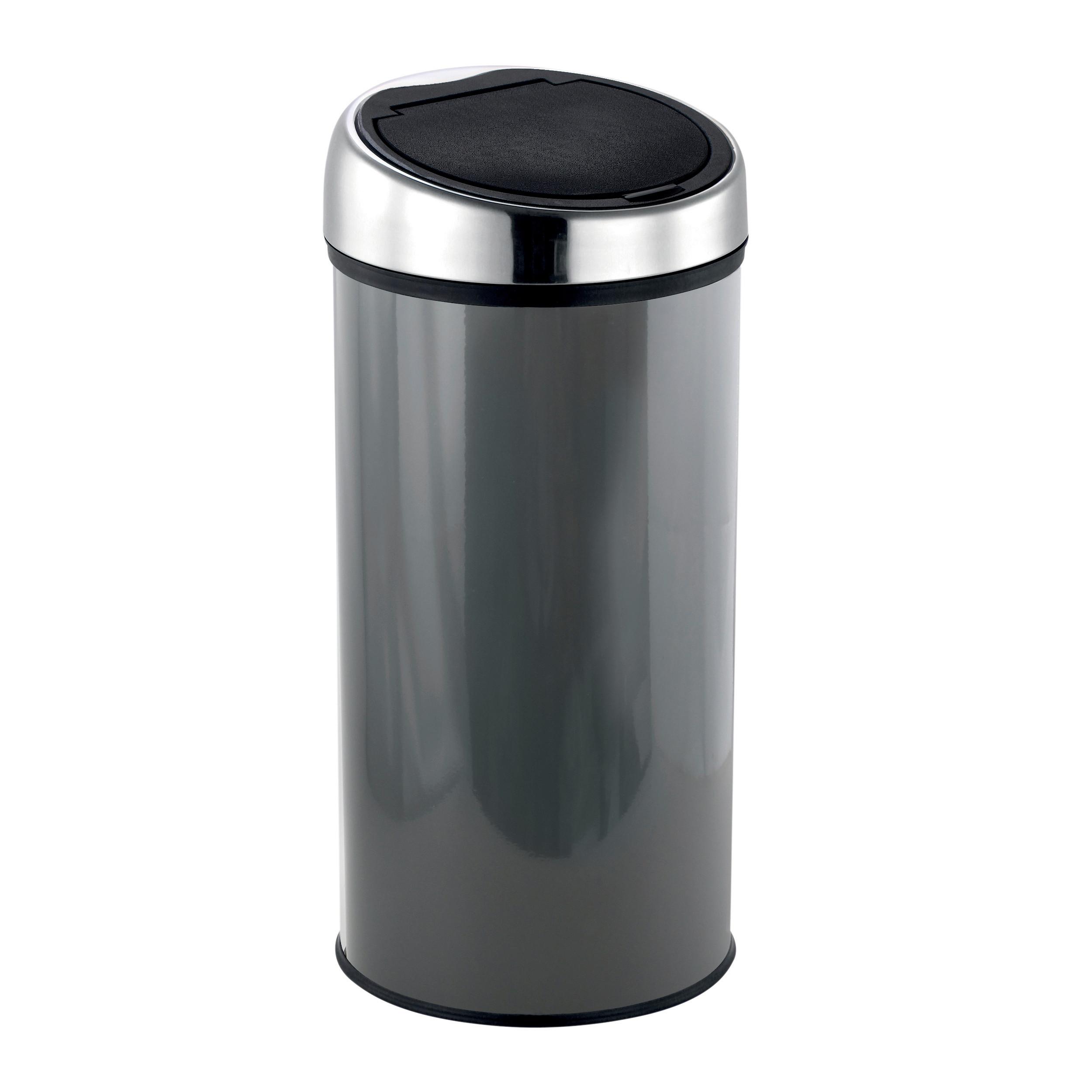 ABFALLEIMER 100932 - Dunkelgrau/Schwarz, Basics, Kunststoff/Metall (35/66/35cm) - Spirella