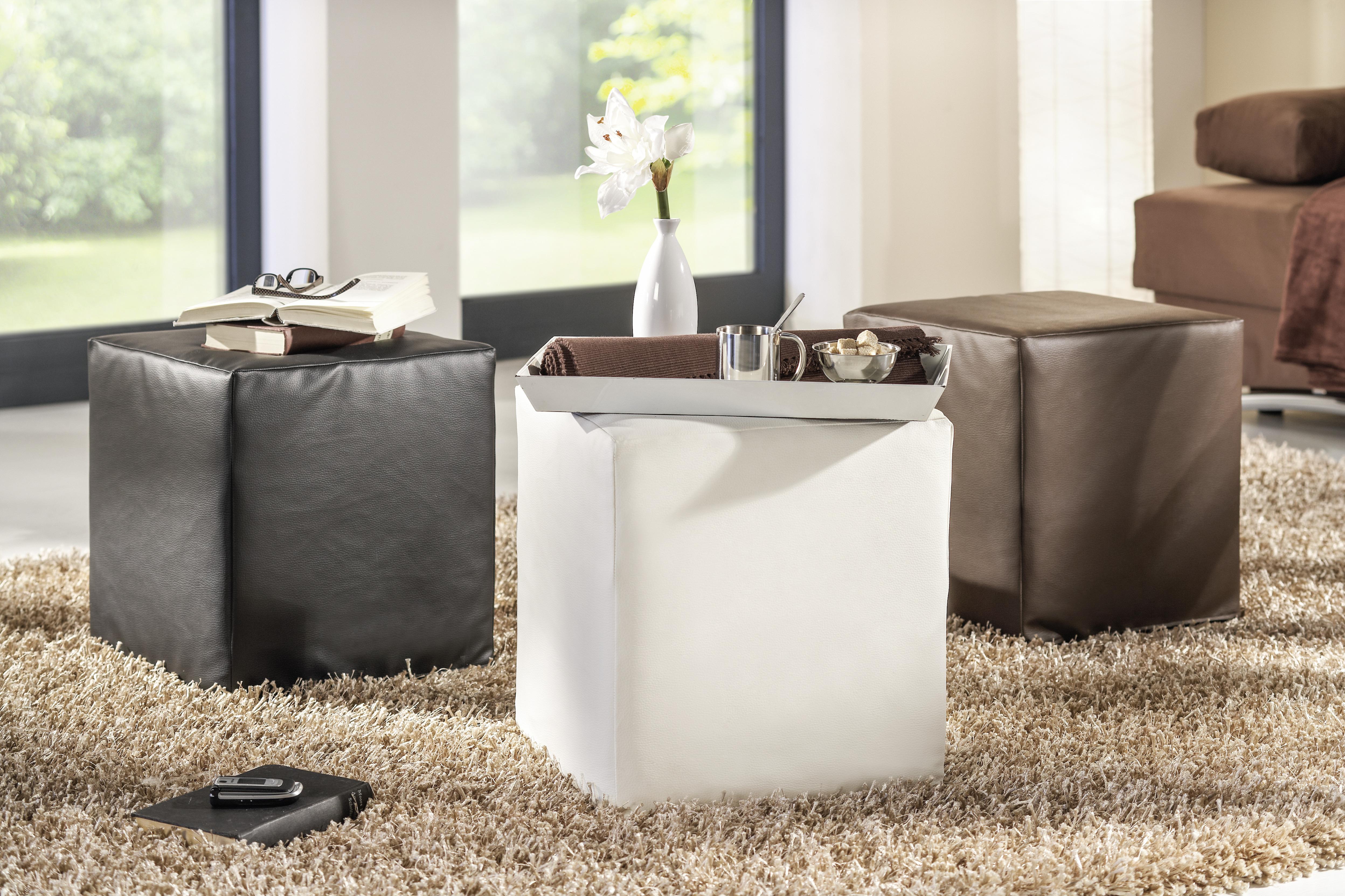 Hocker Bali in Weiß - Schwarz/Weiß, Kunststoff/Textil (40/42/40cm) - Mömax
