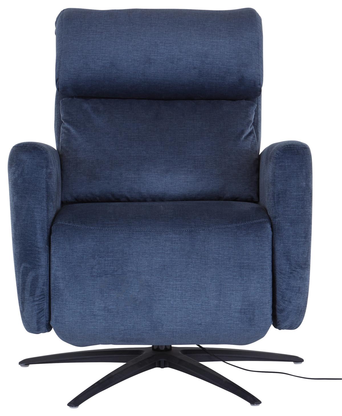 Tv-fotelj Riva, Temno Modra, Žamet, Relax Funkcija - črna/temno modra, Moderno, kovina/tekstil (71/108/176cm)