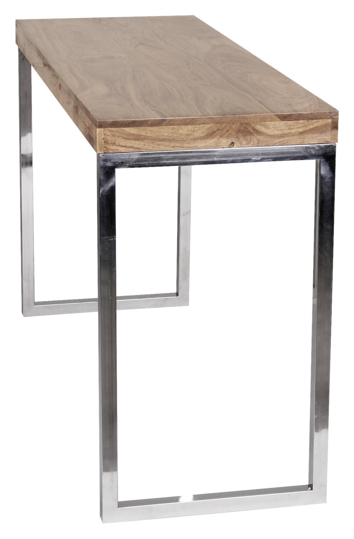 Konzolna Mizica Guna - barve kroma/barve akacije, Moderno, kovina/les (120/45/76cm) - MID.YOU