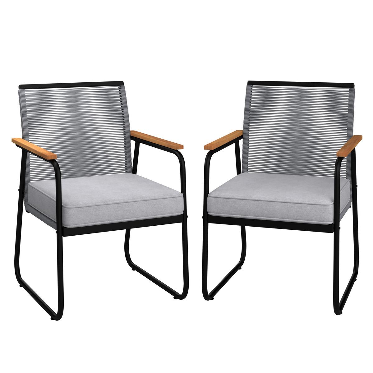 Kerti Karosszék Szett Párnával Momo 2db/szett - világosszürke/natúr színű, Modern, műanyag/textil (57/82/64cm) - Bessagi Garden