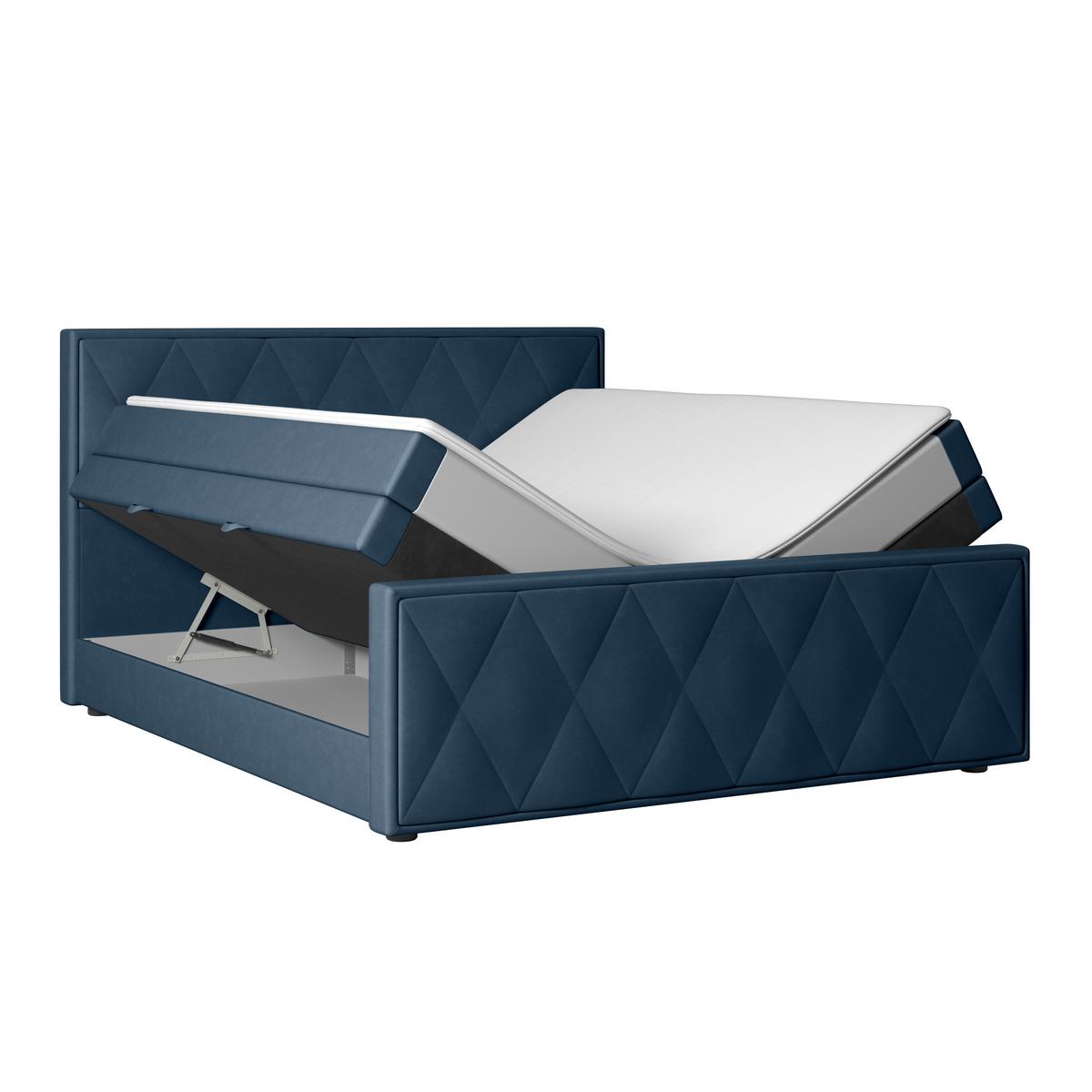 Boxspringbett Porto ca. 180x200 cm Blau - Blau, MODERN, Holz/Kunststoff (180/200cm) - MID.YOU