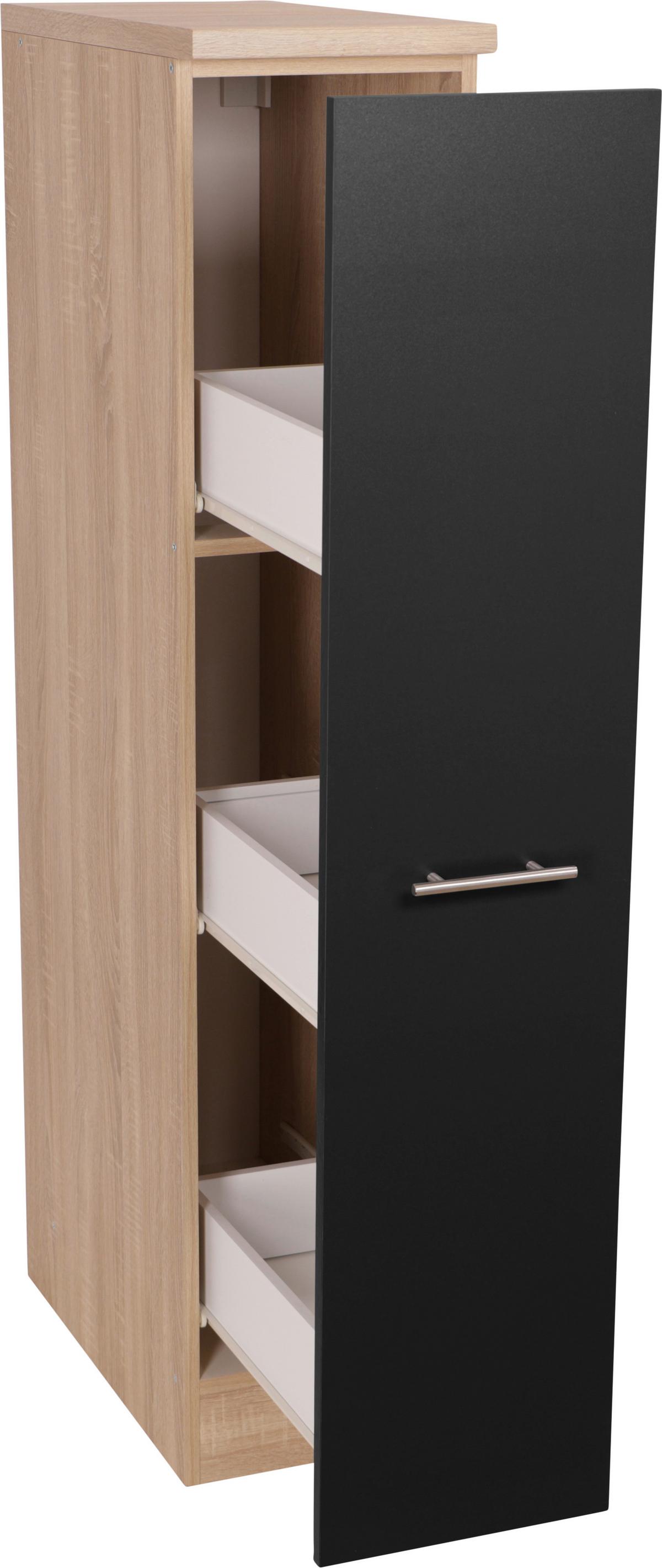 Izvlečna Omara Merle, Barva Hrasta, Črna - srebrne barve/črna, Basics, kovina/leseni material (30/144,8/60cm) - Respekta