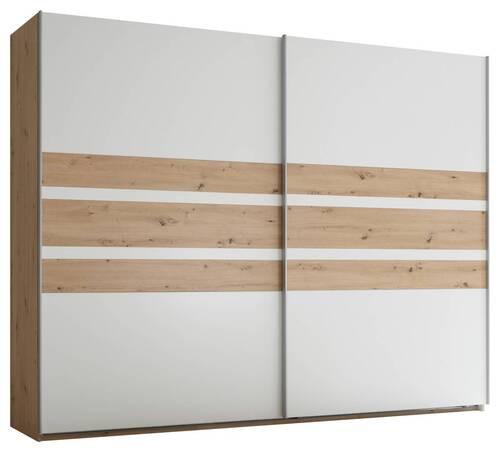 Omara Z Drsnimi Vrati Catania, Bela, Barva Hrasta - bela/barve aluminija, Moderno, kovina/leseni material (270/210/60cm) - Livetastic