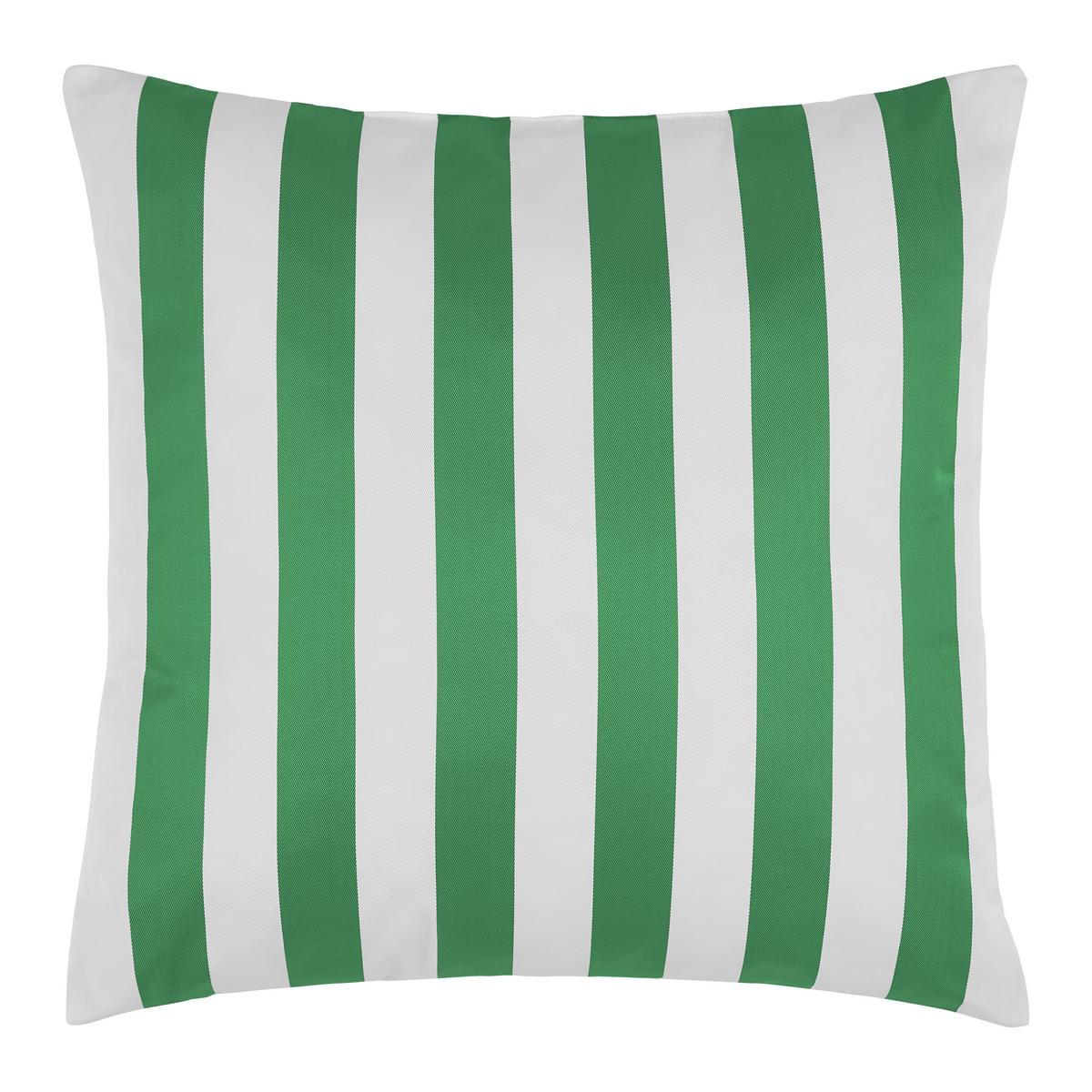 Outdoor-Kissen Amore Streif Grün/Weiß ca. 45x45cm - Weiß/Grün, Textil (45/45cm) - Mömax