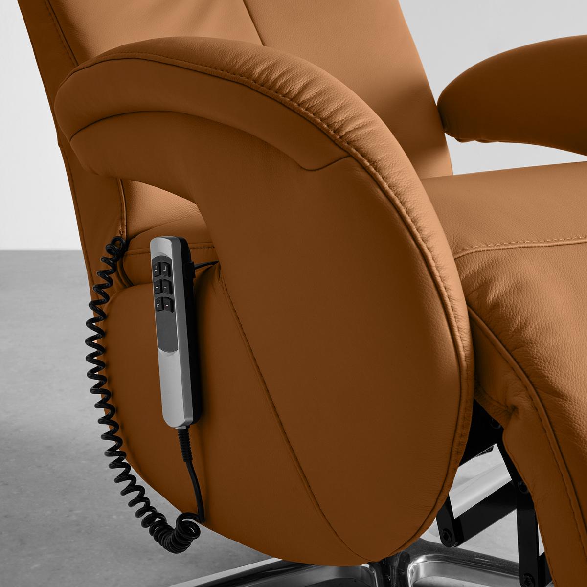 Relaxsessel Sitting 2 Dunkelorange - Chromfarben/Dunkelorange, MODERN, Leder (70/111/80cm) - Premium Living