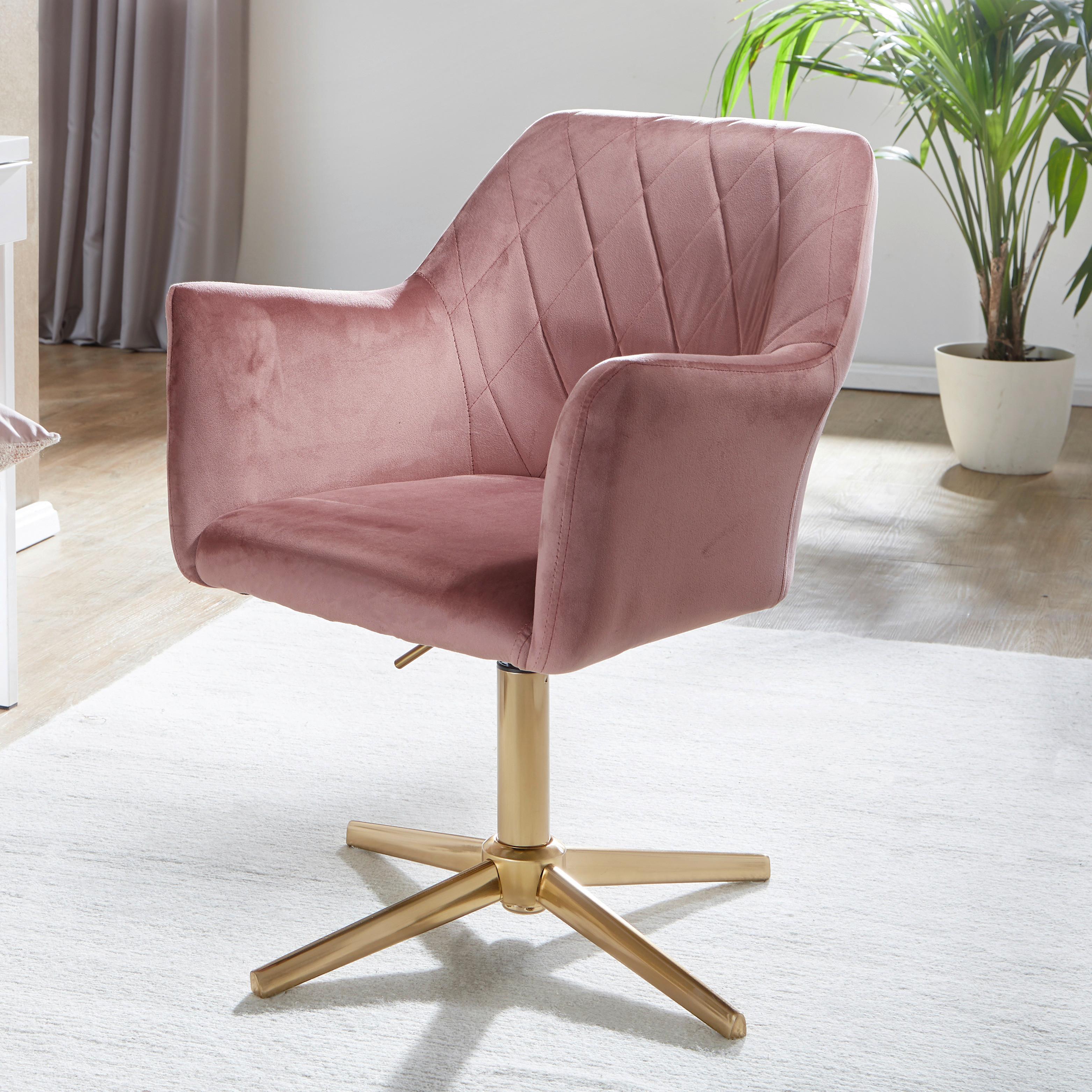 Naslanjač Wl6.306 - zlate barve/roza, Konvencionalno, kovina/tekstil (55/97/55cm) - MID.YOU