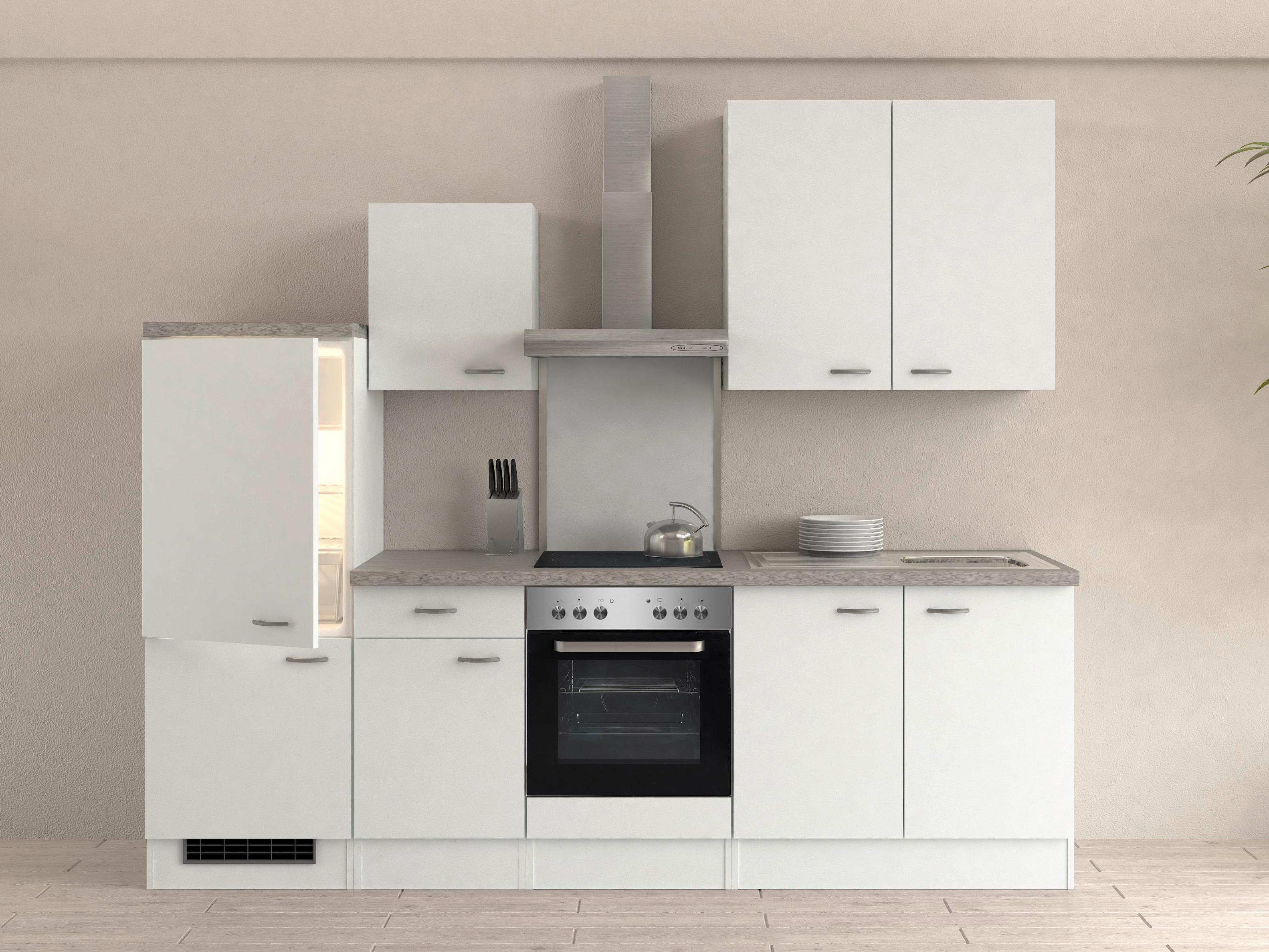 Kuhijski Blok Z Aparati Wito, Bela - barve nerjavečega jekla/bela, Moderno, umetna masa/leseni material (270cm) - FlexWell