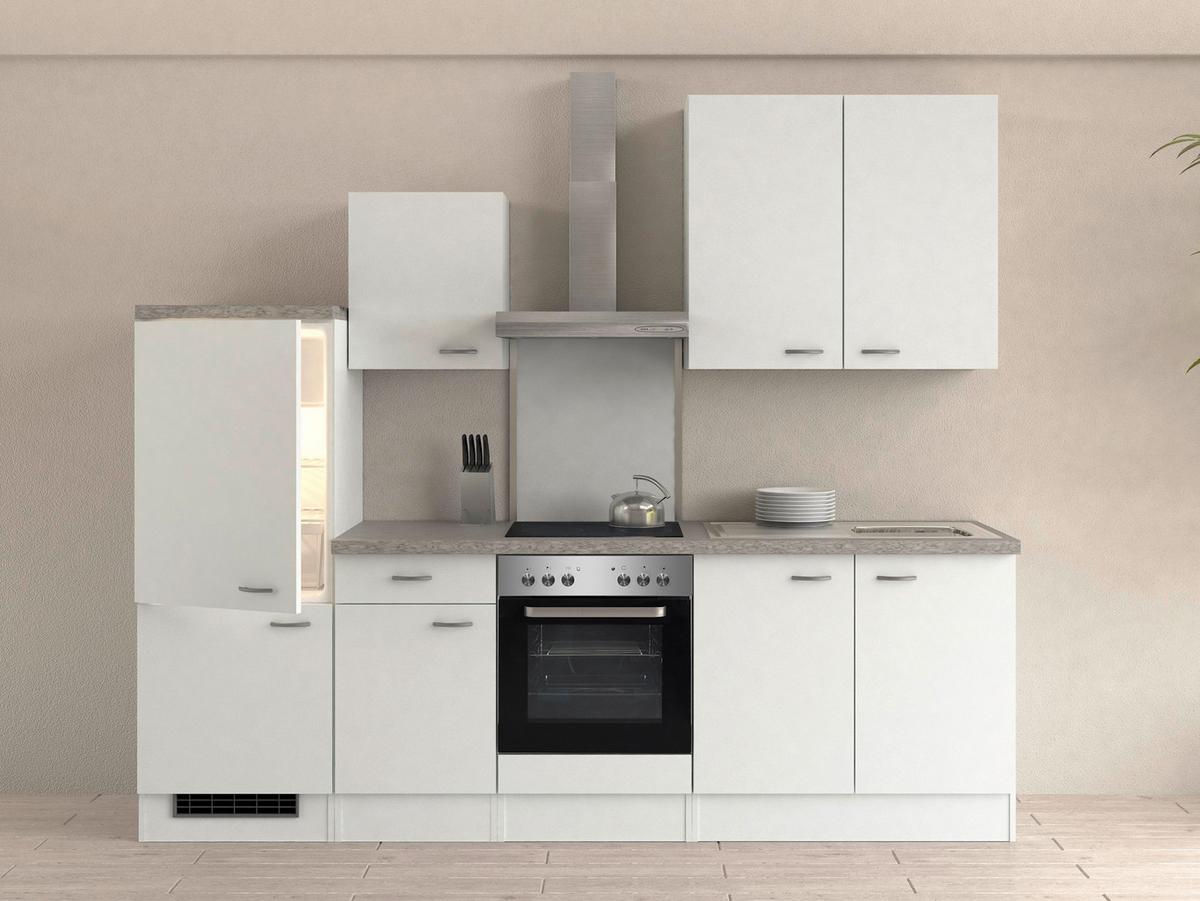 Kuhijski Blok Z Aparati Wito, Bela - barve nerjavečega jekla/bela, Moderno, umetna masa/leseni material (270cm) - FlexWell