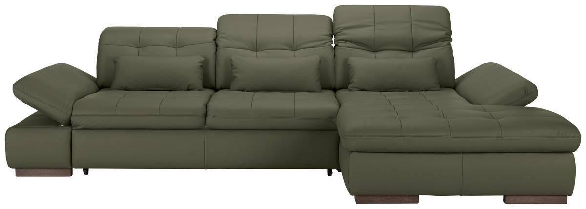 Wohnlandschaft Sanfino Leder Anthrazit - Chromfarben/Anthrazit, KONVENTIONELL, Leder/Metall (305/79-96/199cm) - Premium Living