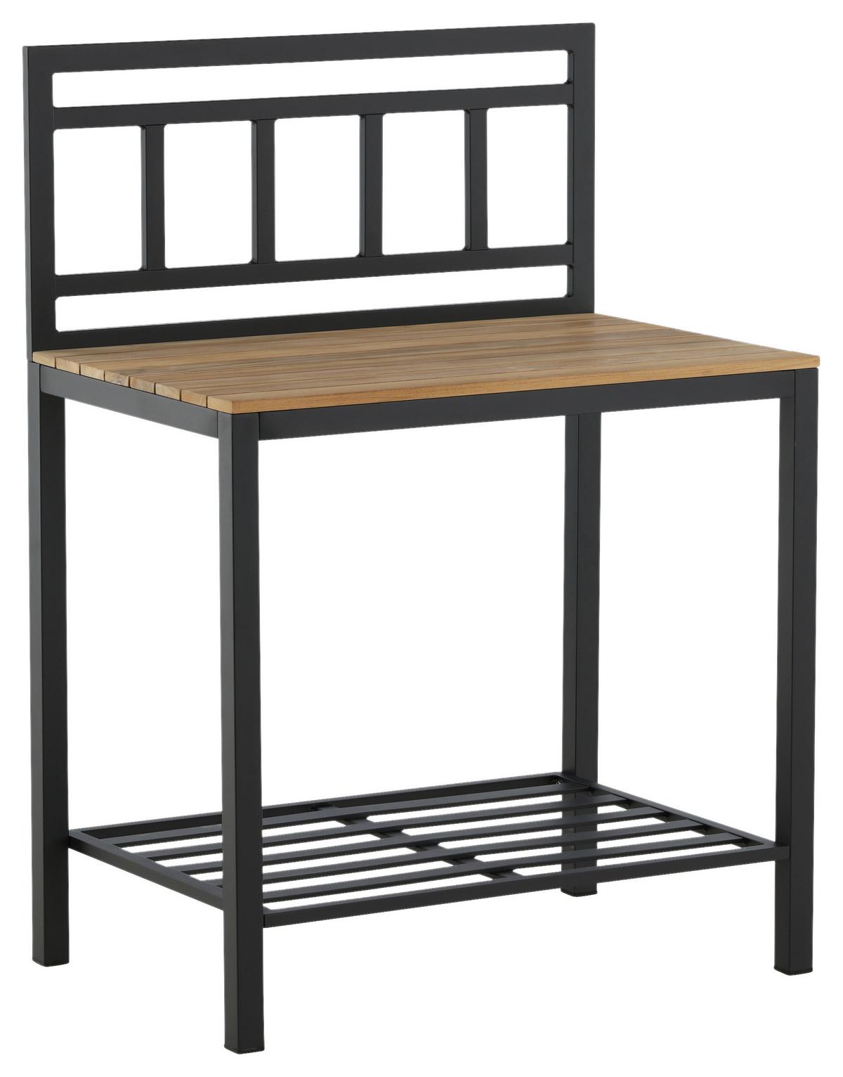 Outdoorküche Mexico Schwarz/Teakfarben - Schwarz/Teakfarben, KONVENTIONELL, Holz/Metall (90/127/60cm) - Gardenson