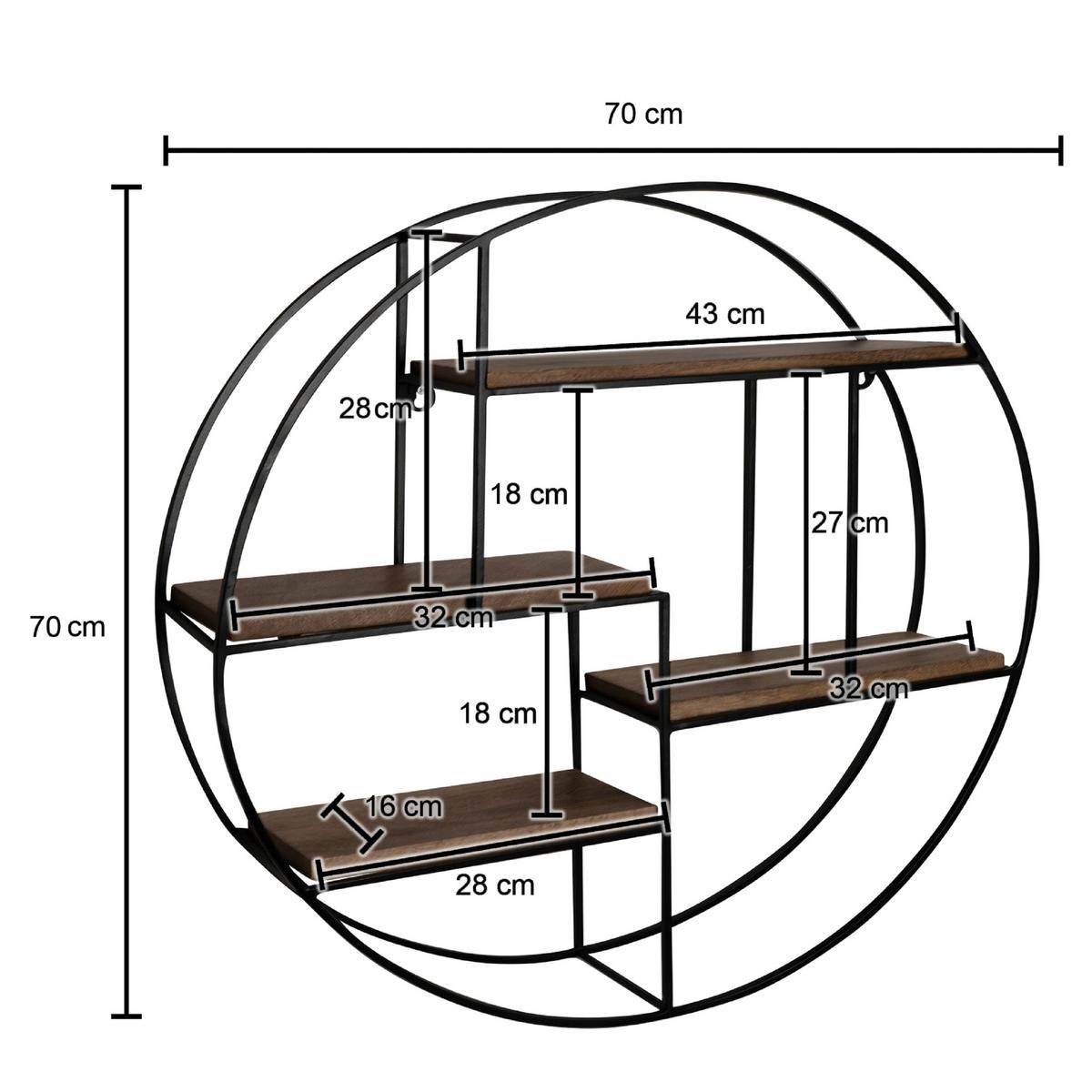 Wandregal in Schwarz ca. 70x70x18 cm - Schwarz, Design, Holz/Metall (70/70/18cm) - MID.YOU