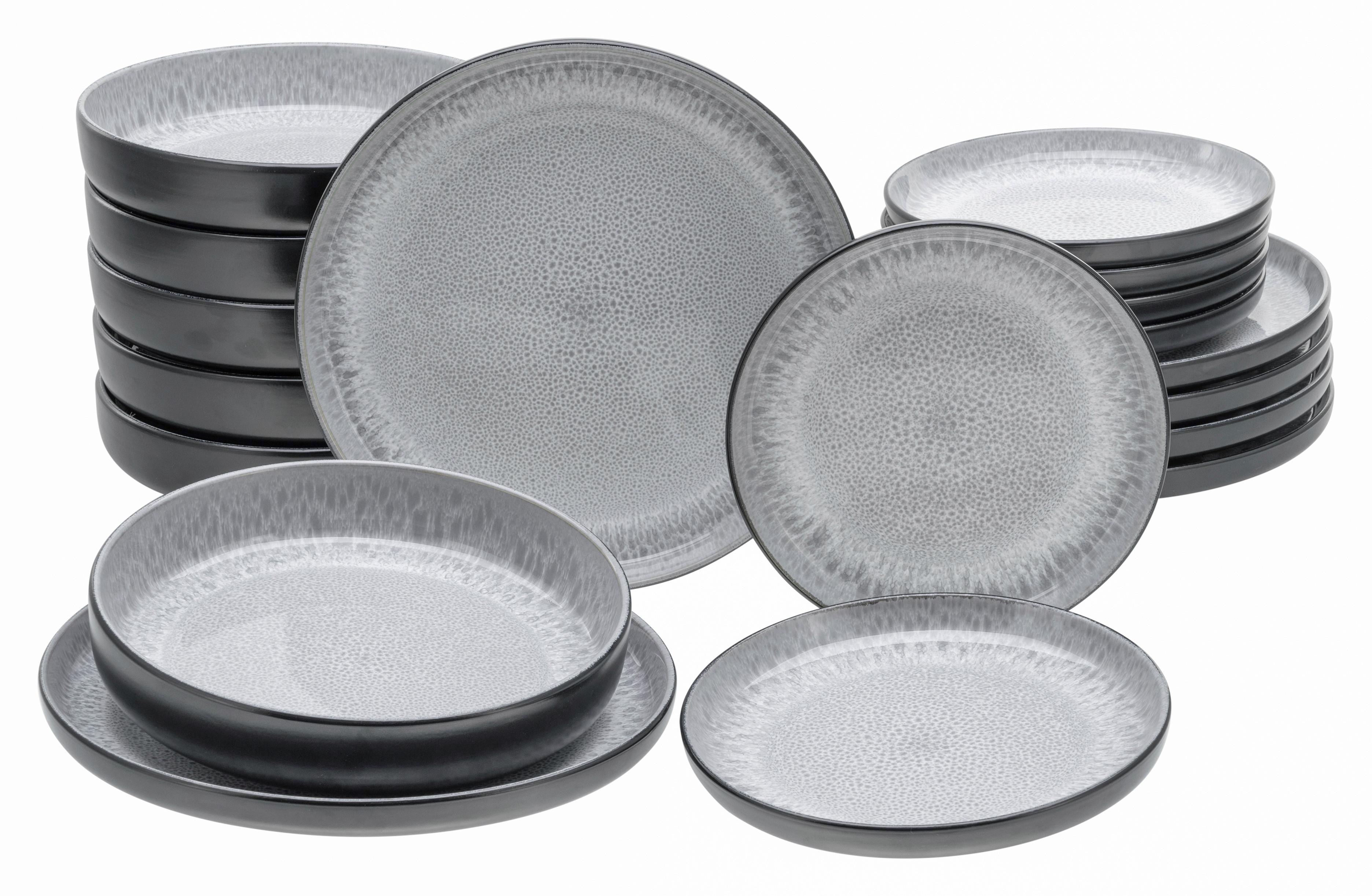 Tafelservice Nordic Fjord Hellgrau, 18-teilig - Hellgrau, Trend, Keramik - Creatable