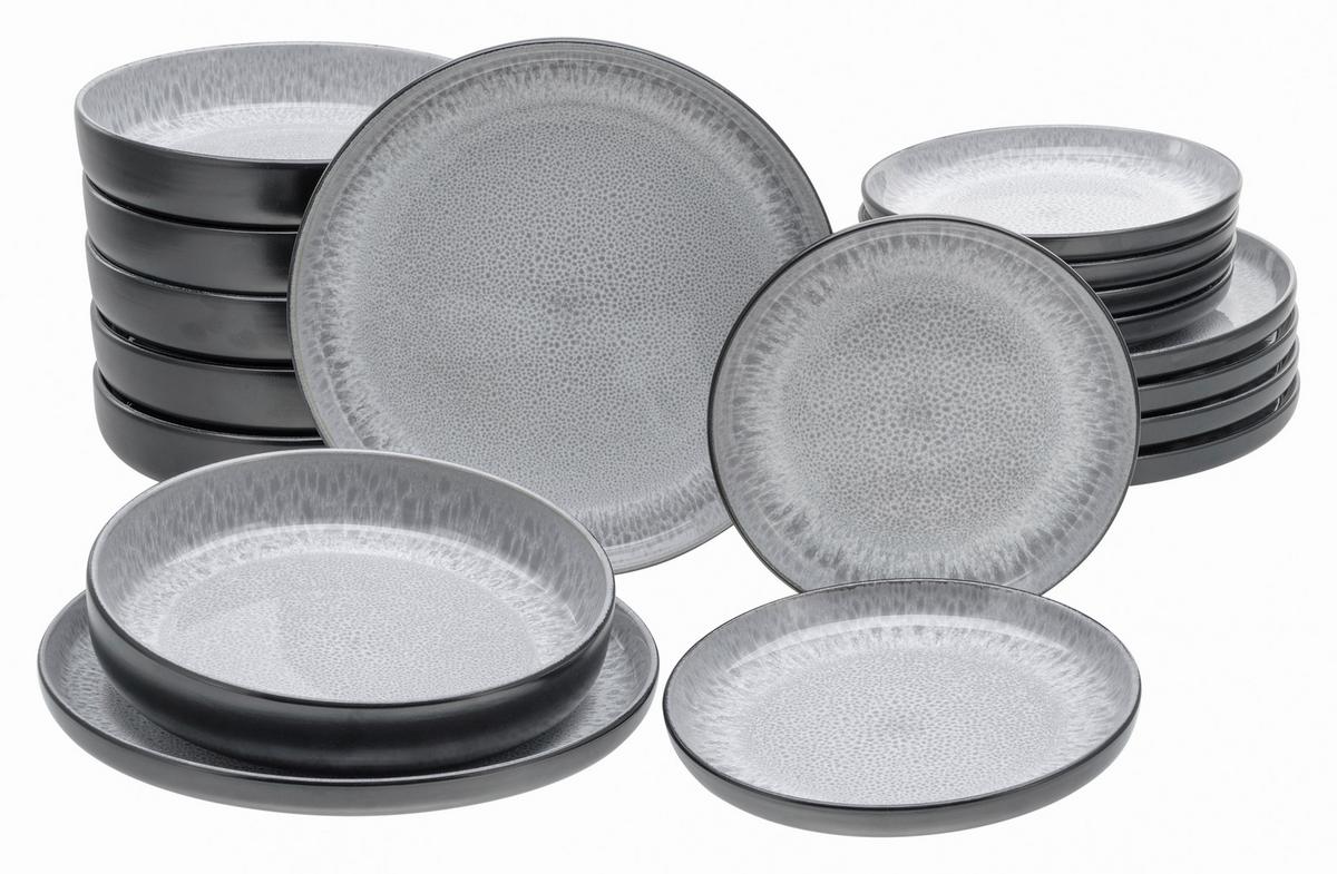 Tafelservice Nordic Fjord Hellgrau, 18-teilig - Hellgrau, Trend, Keramik - Creatable