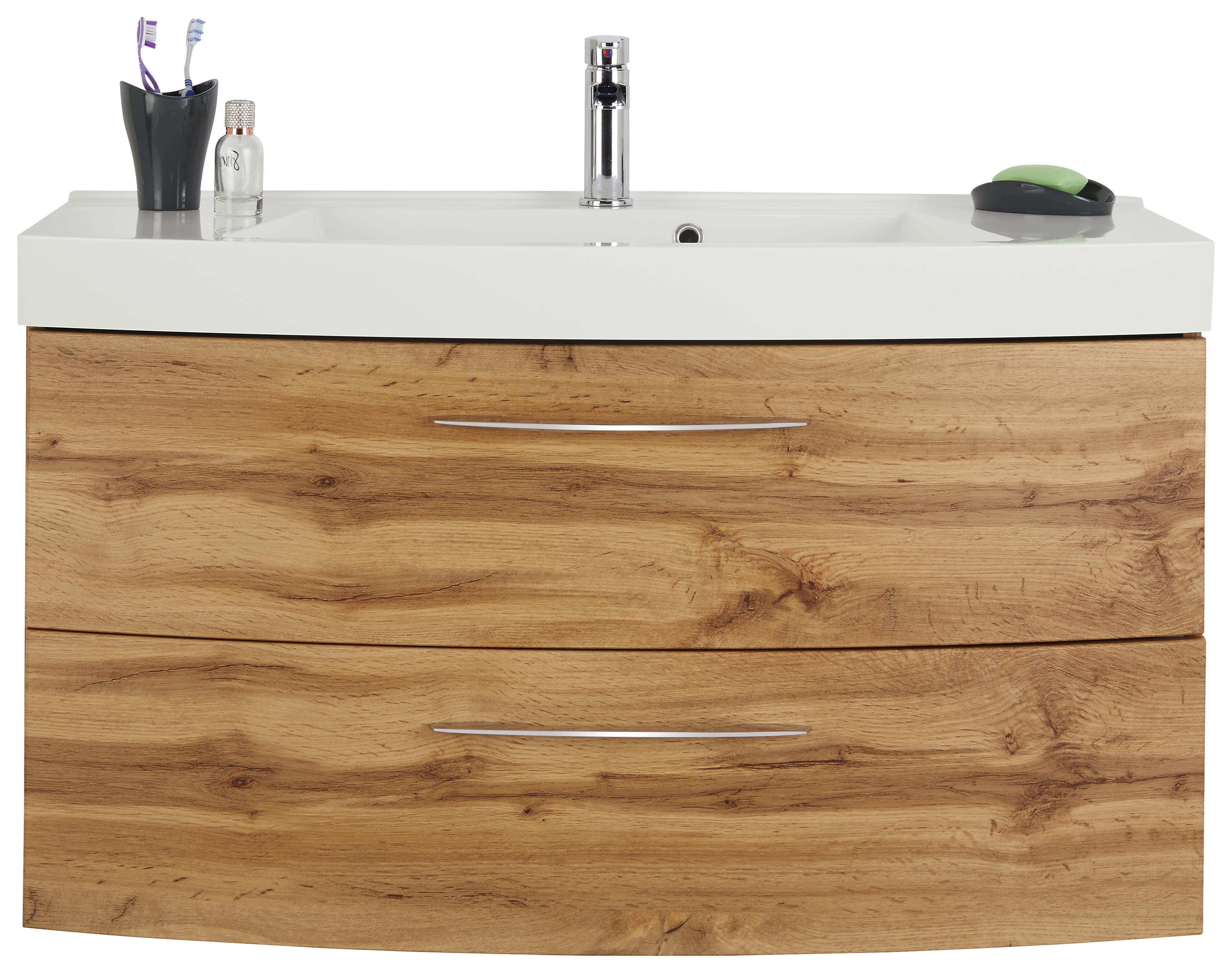 Waschtischkombi Eichefarben - Chromfarben/Eichefarben, MODERN, Naturmaterialien/Holzwerkstoff (100/54/47cm)