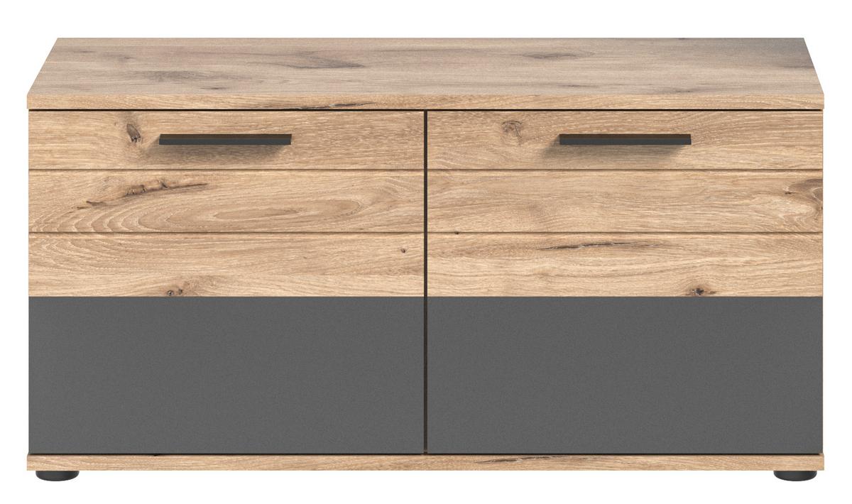 GARDEROBENBANK MASON - Eichefarben/Schwarz, MODERN, Holzwerkstoff/Kunststoff (90/45/37cm) - MID.YOU