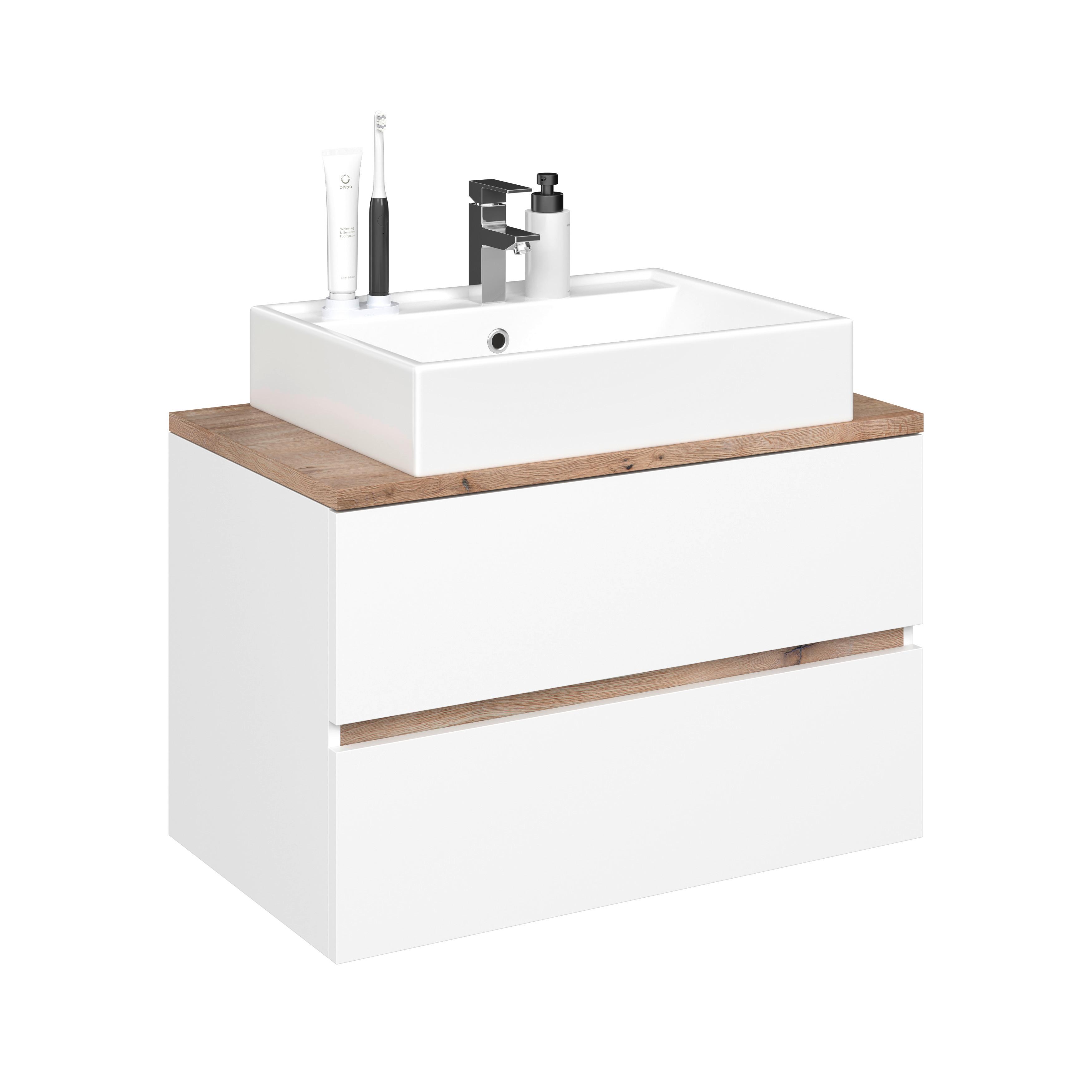 Donji Element Ugradnog Lavaboa Marbella Wtu 80 - bela, Moderno, pločasti materijal/keramika (80/64,5/47cm) - Premium Living