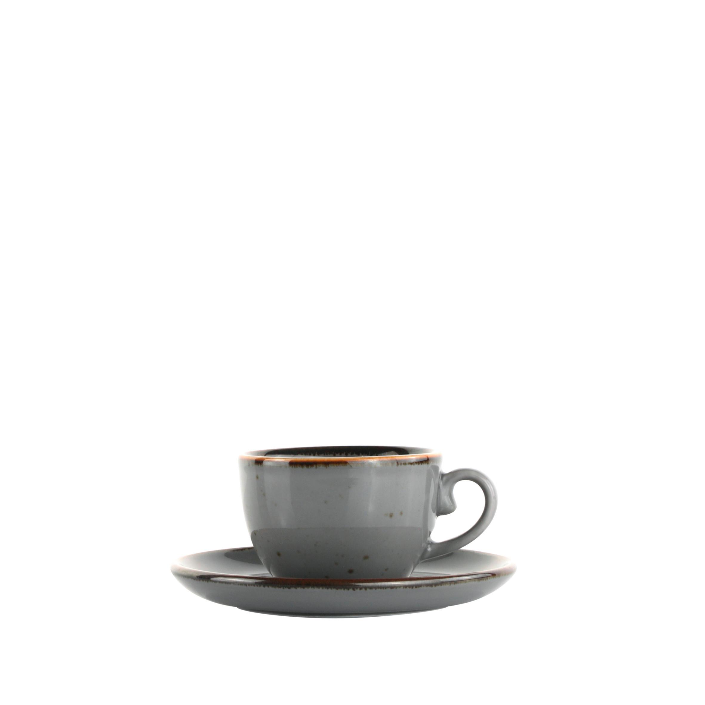 Espressotasse mit Untertasse Capri Grau - Grau, MODERN, Keramik - Mömax
