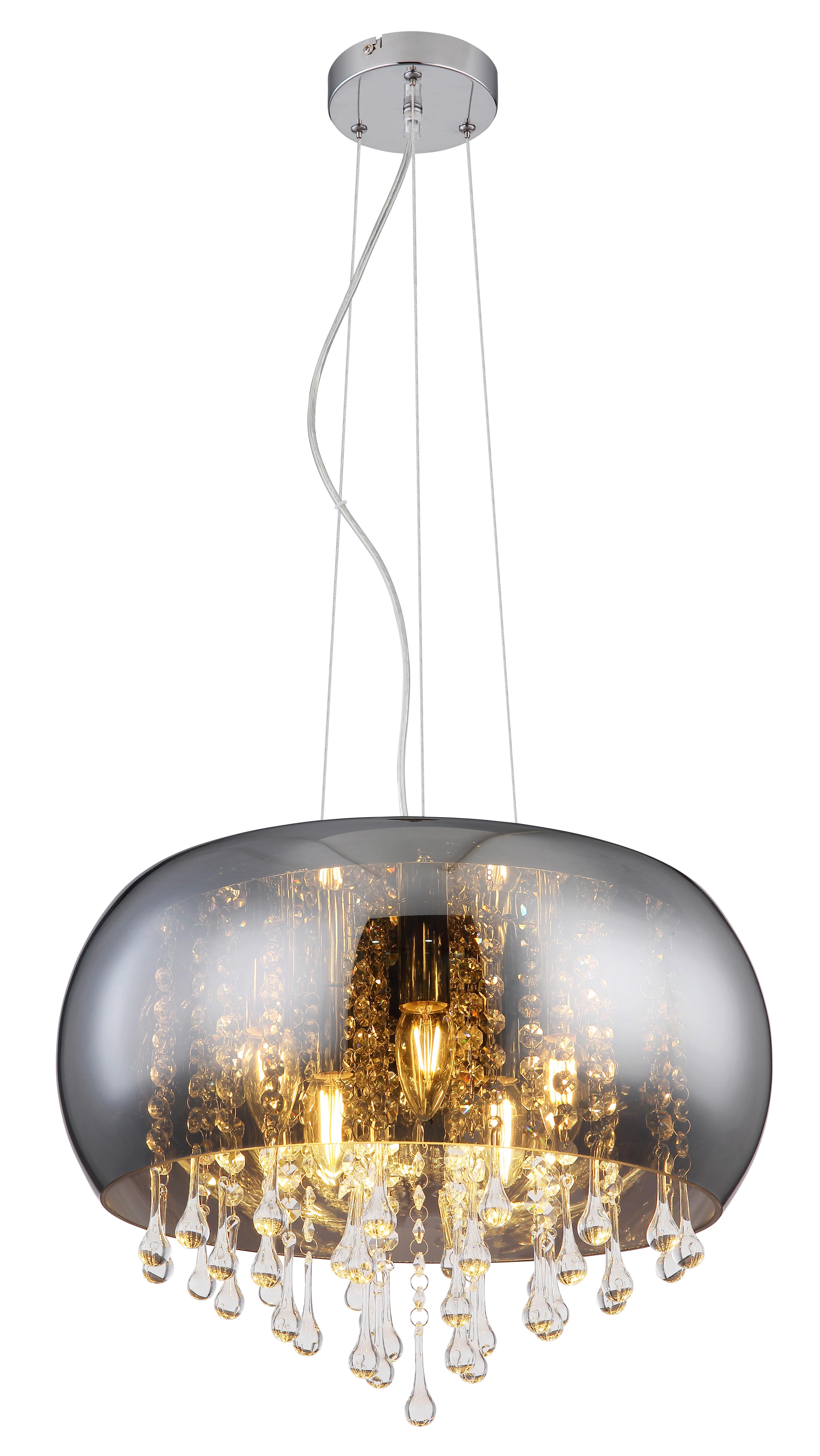 Viseča Svetilka 15809h1 Kalla - barve kroma/prozorno, Basics, kovina/steklo (44/120cm) - Globo