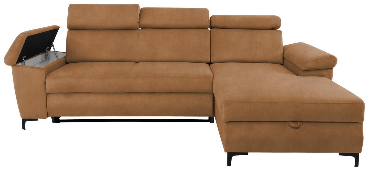 Sedežna Garnitura Santi, Oranžna, Ležišče, Predal - črna/oranžna, Moderno, kovina/tekstil (258/176cm) - Modern Living