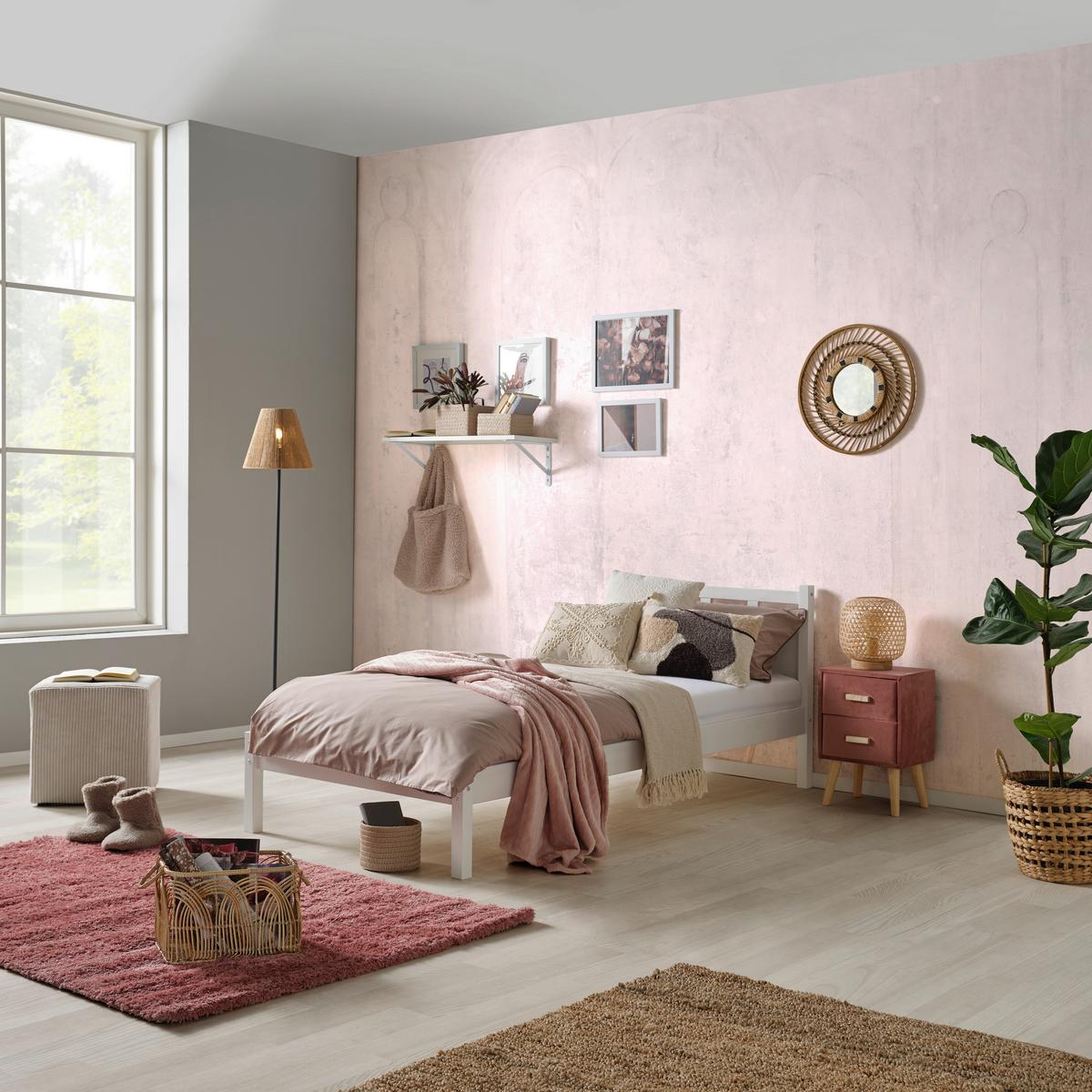 Postelja Maren - bela, Basics, les (90/200cm)