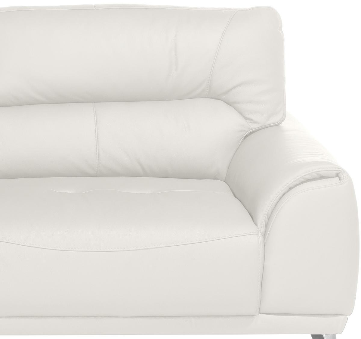 Dreisitzer-Sofa "Frisco" , weiß - Chromfarben/Weiß, MODERN, Textil/Metall (210/92/96cm) - MID.YOU