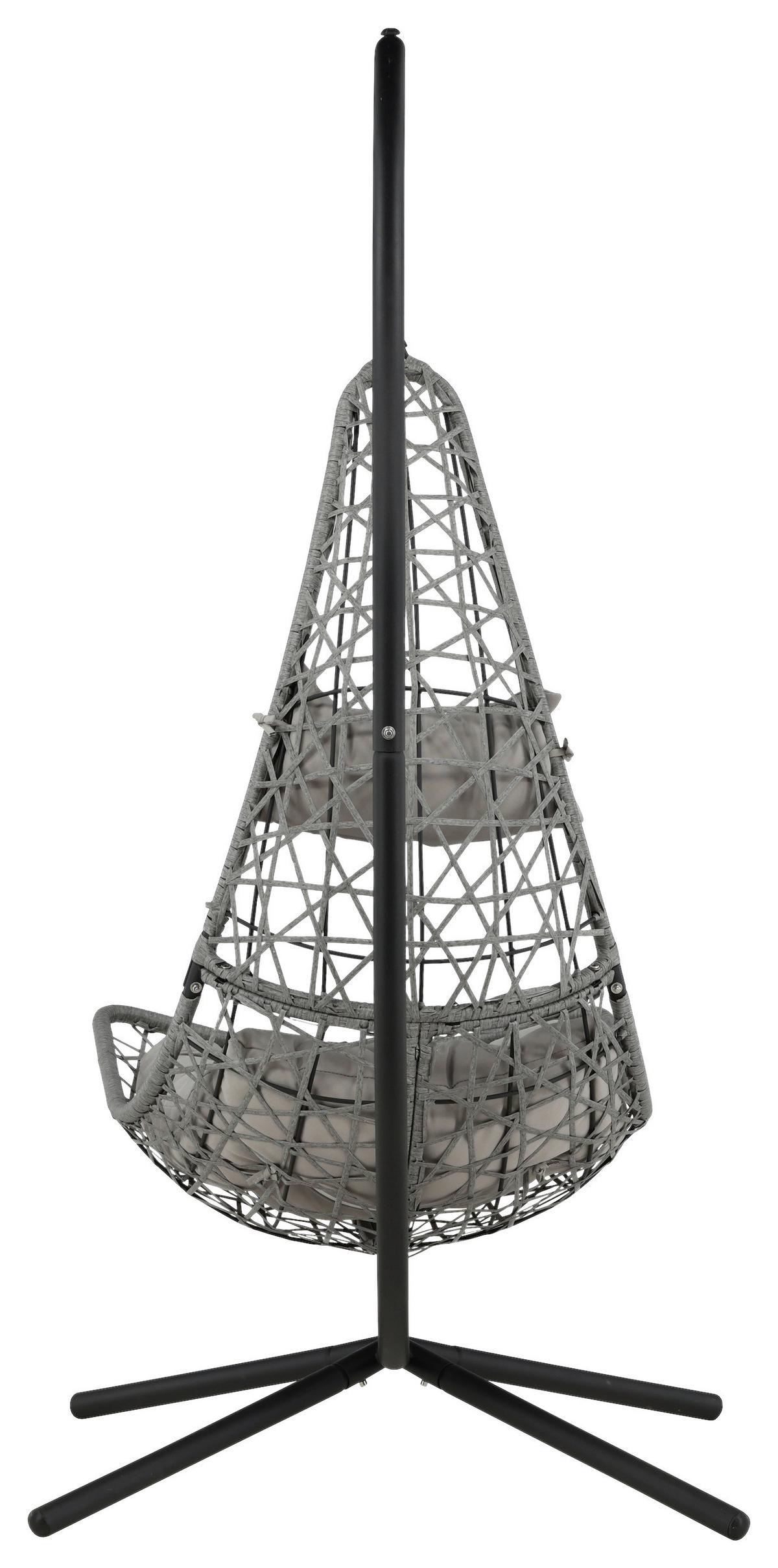 Hängesessel Edinburgh ca. 132x205x130cm Grau/Schwarz - Schwarz/Grau, KONVENTIONELL, Kunststoff (132/205/130cm) - Gardenson