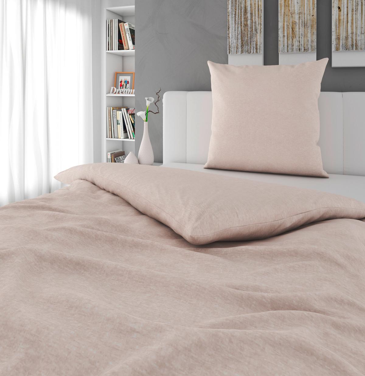 POŚCIEL FLANELL UNI - kolor piaskowy, Basics, tkanina (135/200cm) - Novel