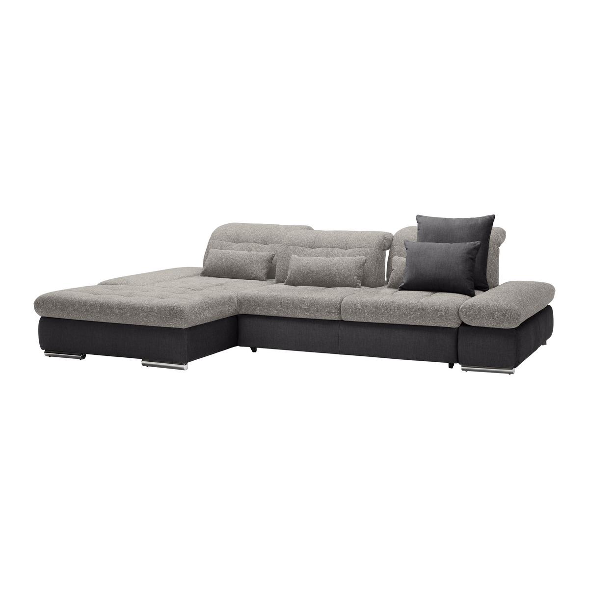 Wohnlandschaft Sanfino Silberfarben/Dunkelgrau - Chromfarben/Dunkelgrau, KONVENTIONELL, Holz/Textil (199/79-96/305cm) - Premium Living