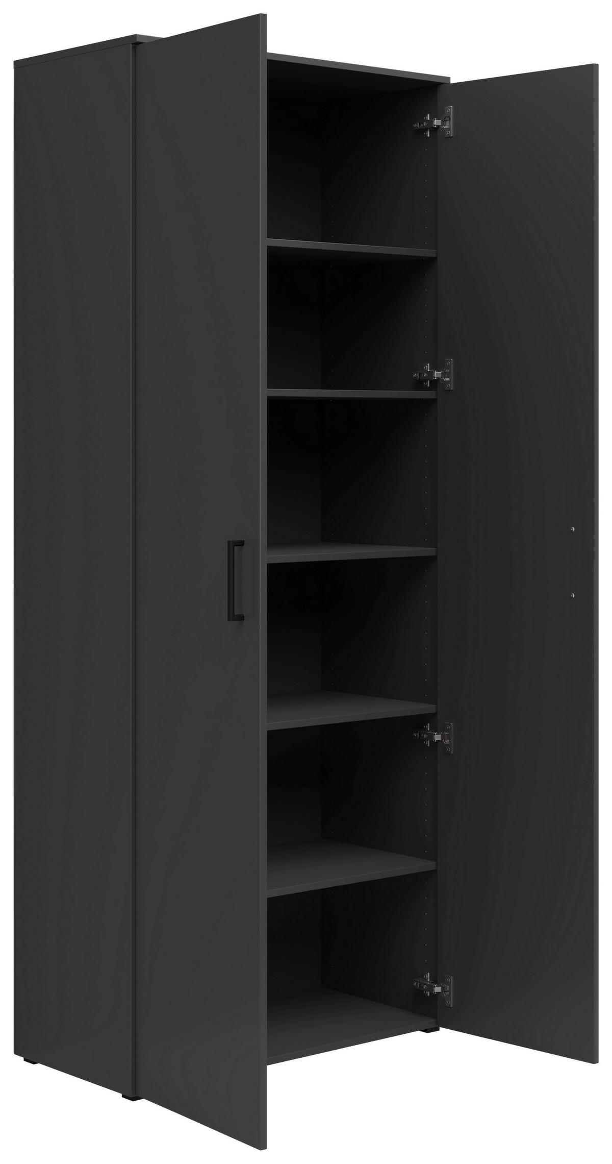 Schrank Multistauraum Graphitfarben - Graphitfarben/Schwarz, MODERN, Holzwerkstoff/Kunststoff (80cm) - Mömax