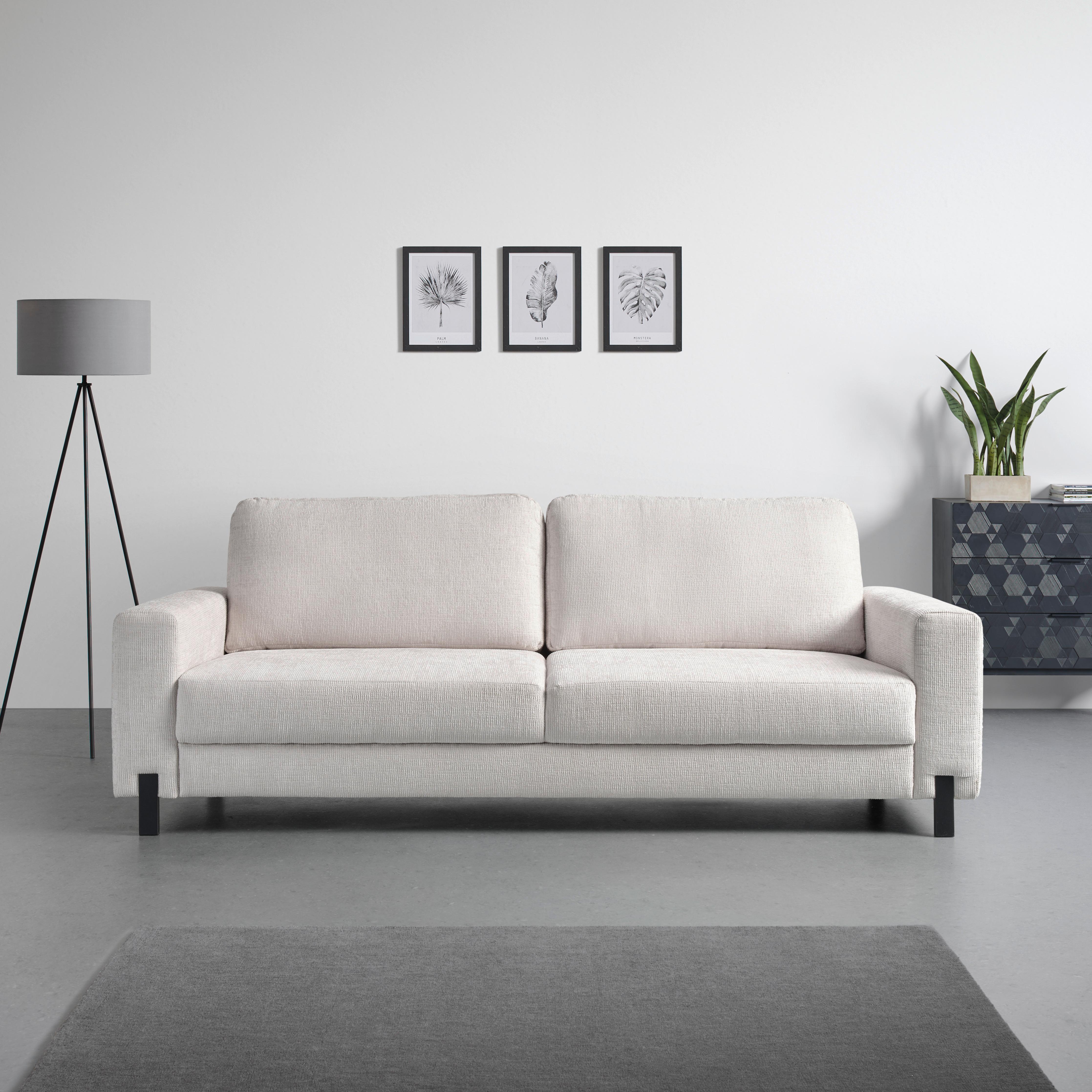 3-Sitzer-Sofa Piega Silberfarben - Silberfarben/Schwarz, MODERN, Textil/Metall (230/66-87/96cm) - Mömax