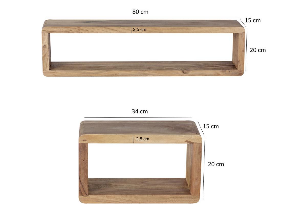 3-tlg Wandregalset in Akazie online bestellen
