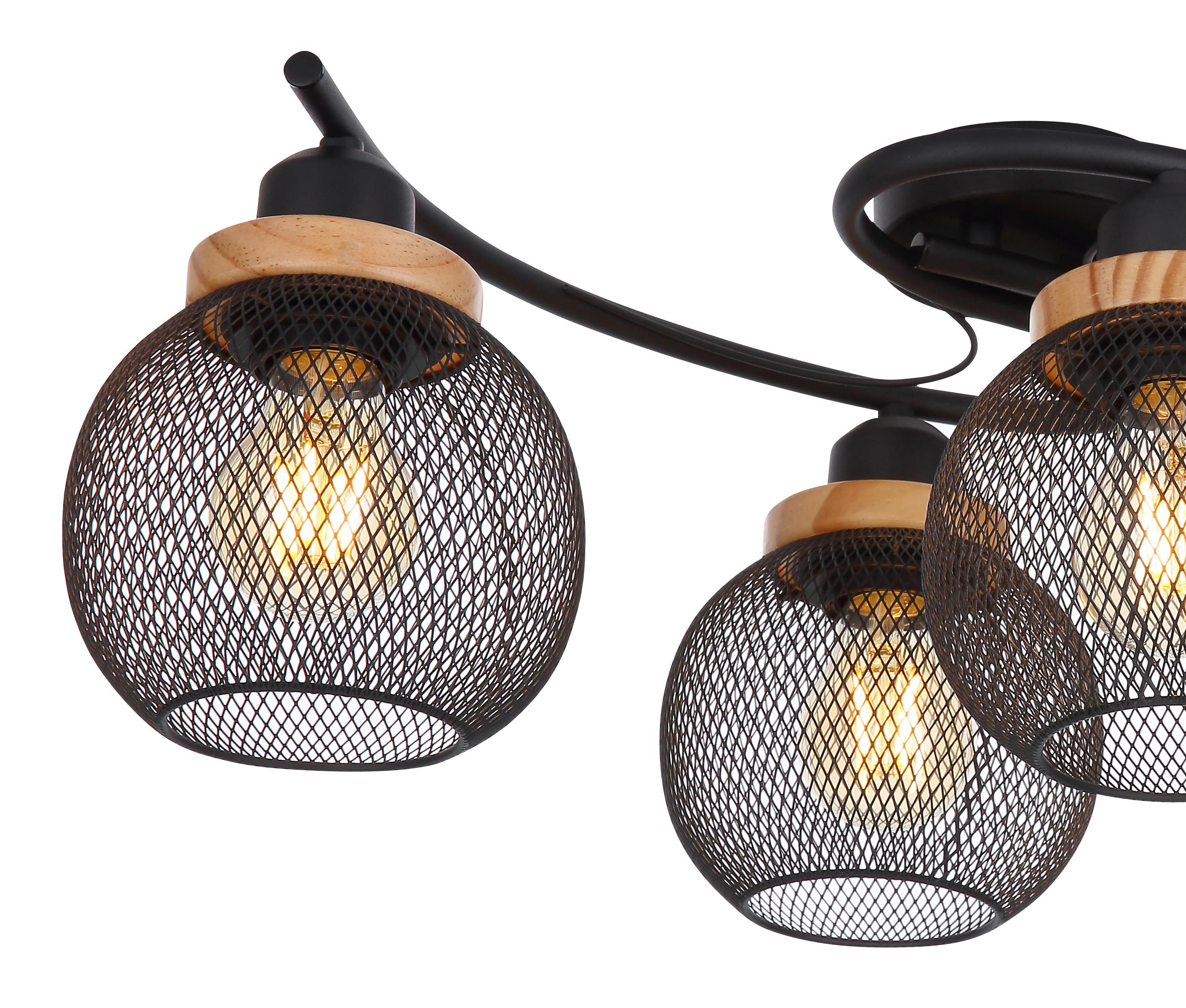 Deckenleuchte Pablo max. 40 Watt - Schwarz/Braun, MODERN, Holz/Metall (60/35/22cm)