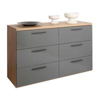 Komoda Sposami - siva visoki sjaj/hrast artisan, Moderno, metal/pločasti materijal (136,2/82,6/44,4cm) - Premium Living