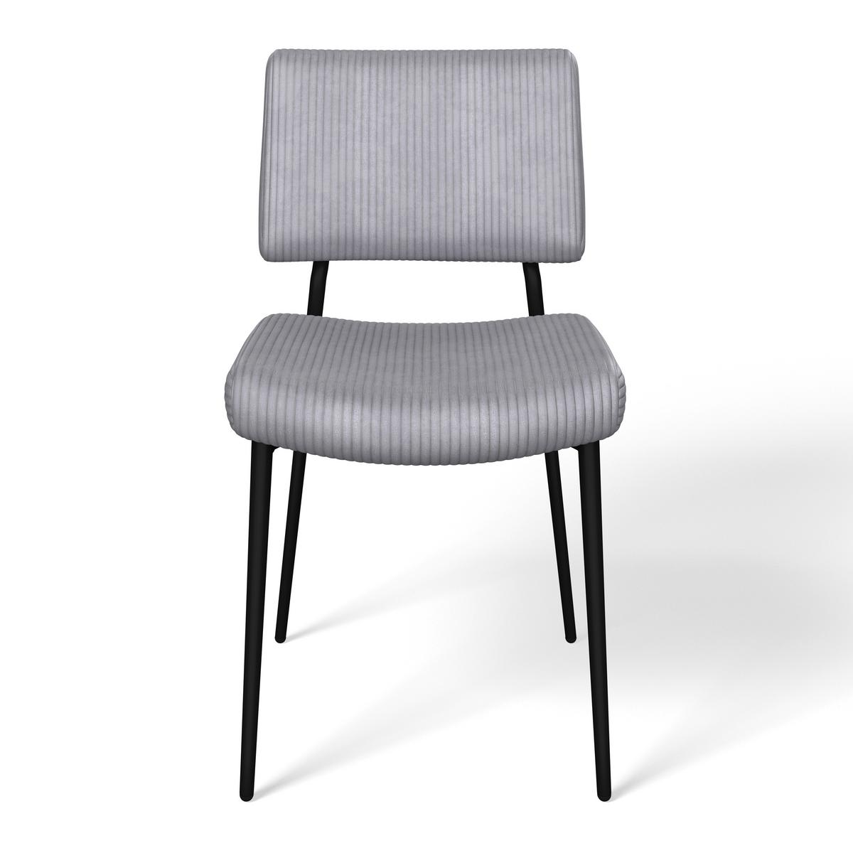 Stol Elia, Siva, Rebrasti Žamet - siva/črna, Moderno, kovina/tekstil (56/85/47cm) - Bessagi Home