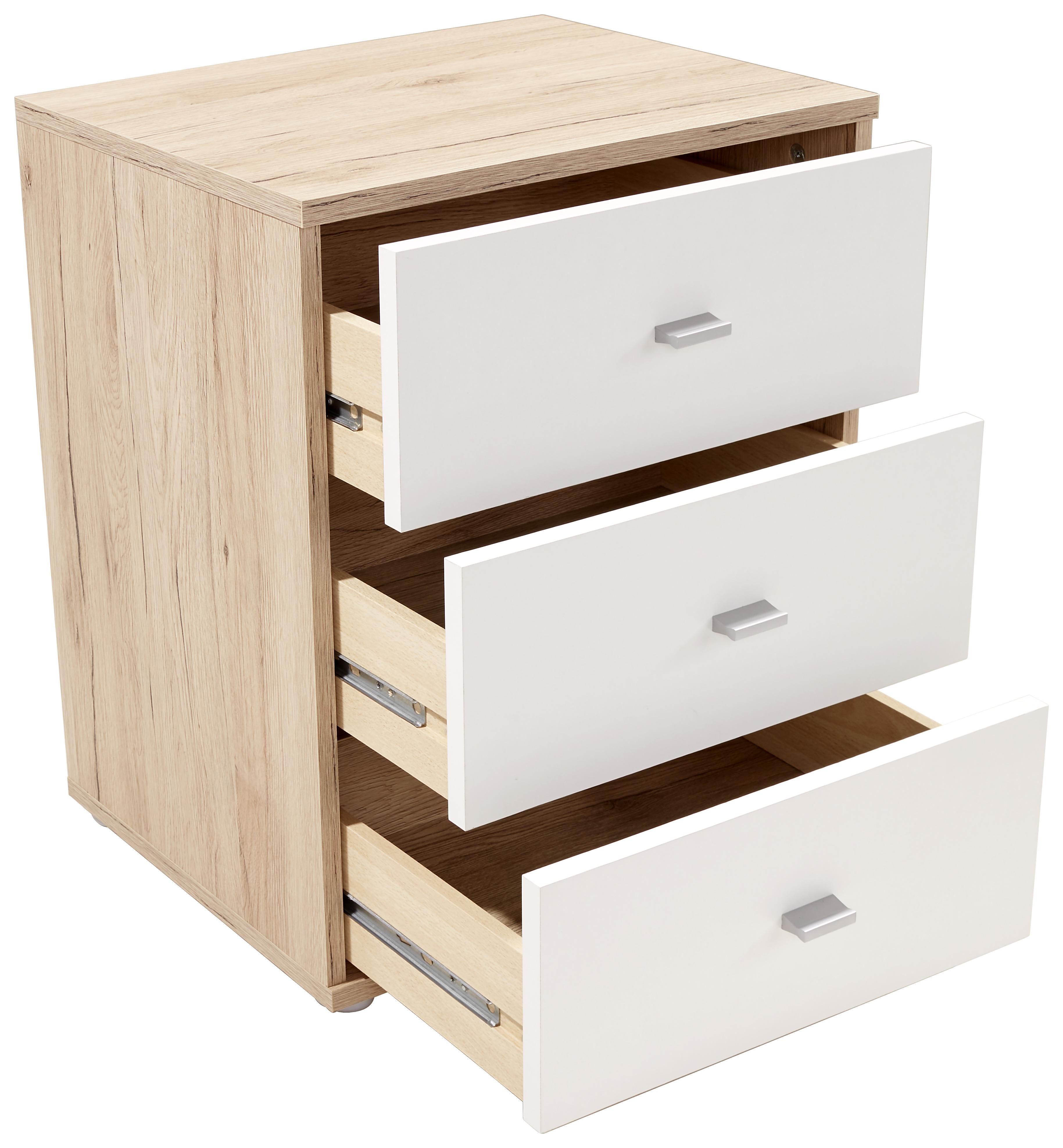 Nočna Omarica 4-You New - barve kroma/barve hrasta, Konvencionalno, umetna masa/leseni material (50/54,8/34,6cm) - Modern Living