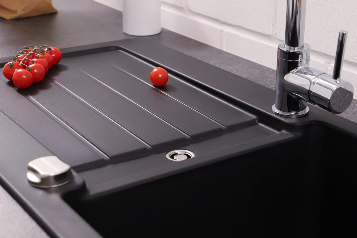 Pomivalno Korito Atlanta, 86x43cm - črna, Basics, kamen (86/20,5/43,5cm) - Respekta