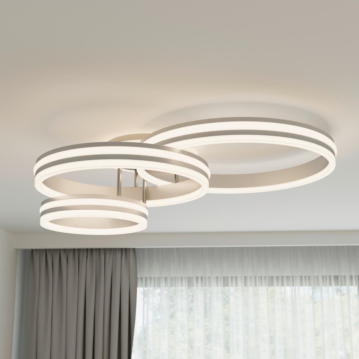 Stropna Led-svetilka Rubio, S Sijalko - siva/opal, Design, kovina/umetna masa (80/60/20cm)