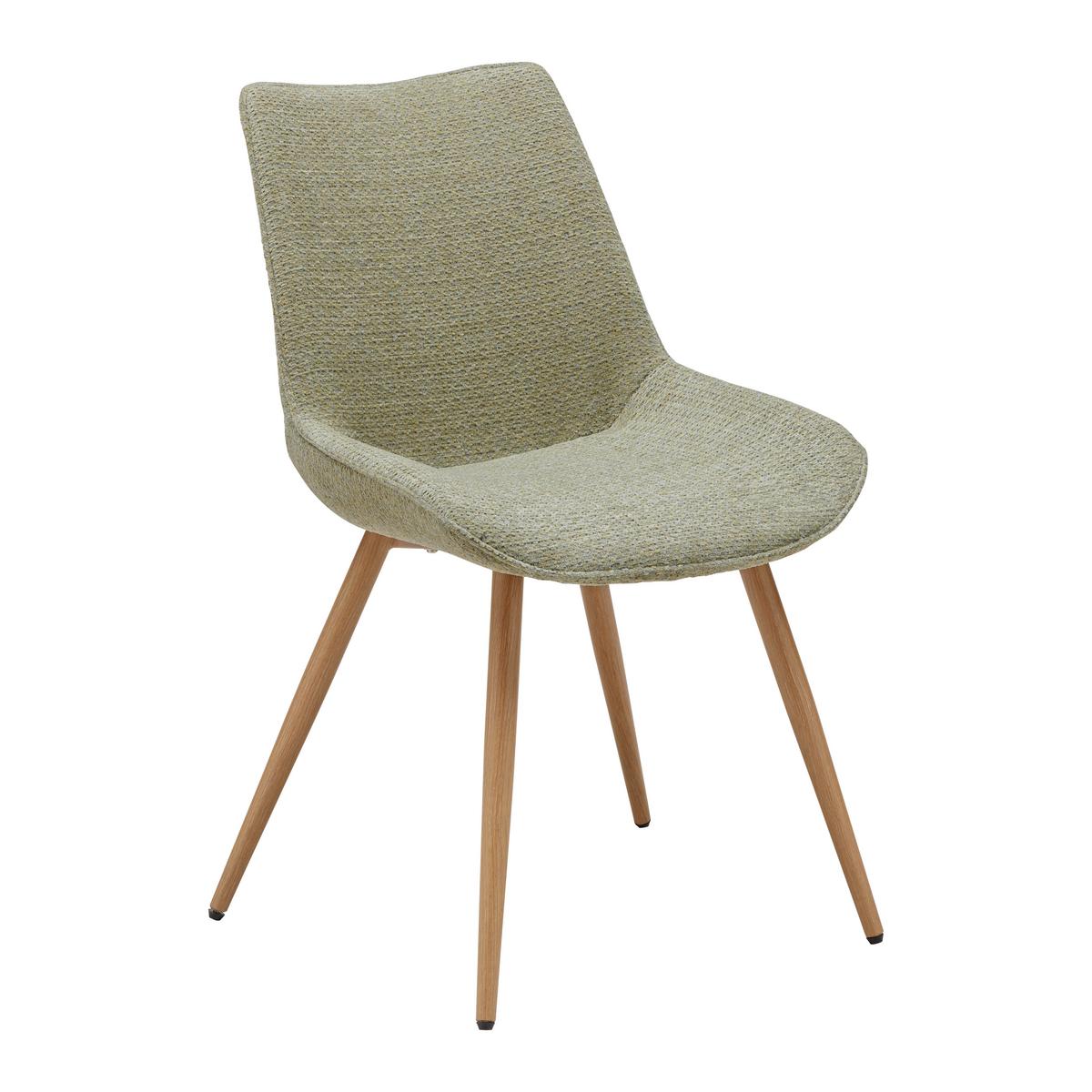 Scaun LOU - verde deschis/culoare lemn stejar, Modern, lemn/metal (52/84/60cm) - Mömax
