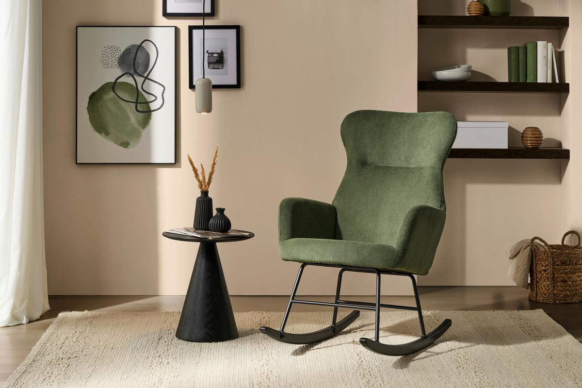 FOTEL BUJANY EMELY - zielony/czarny, Design, metal/drewno (65/97/94cm) - Ti'me