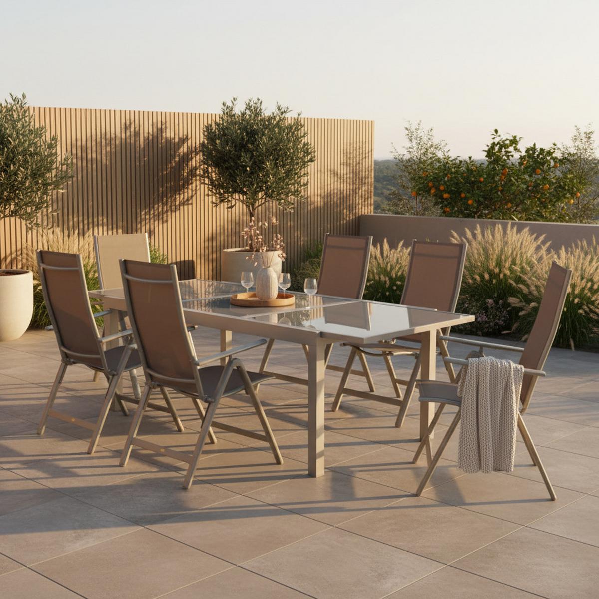 GARTENSET CARRARA - Taupe/Silberfarben, MODERN, Textil/Metall - Gardenson