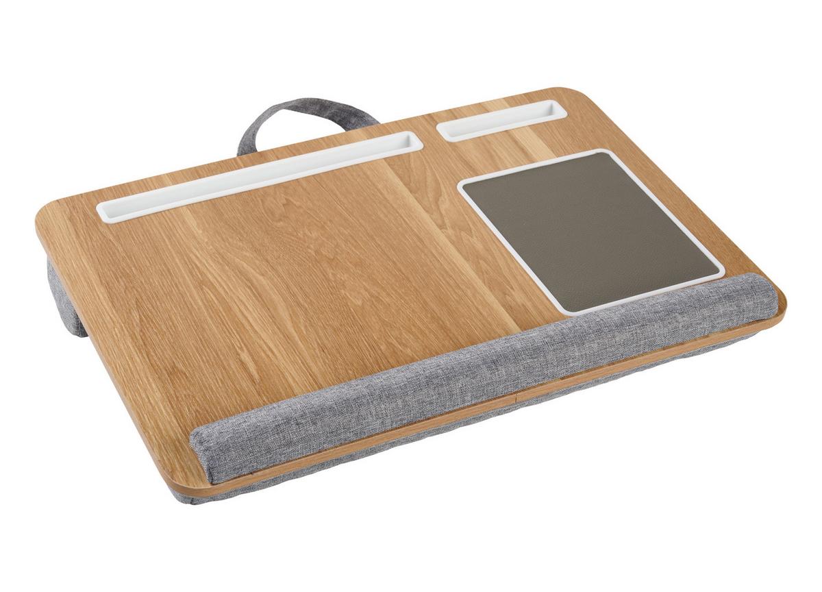 Masă pentru laptop Lappy - culoare natur/gri, Konventionell, plastic/textil (55/36,5/9,5cm) - Mömax