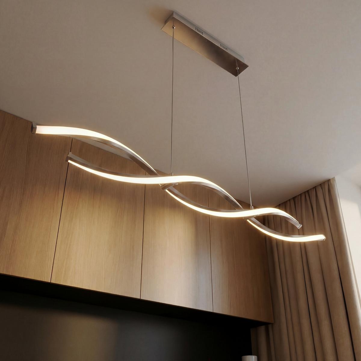 LAMPA WISZĄCA LED 9142-55 POLINA - kolor niklowy, Design, metal (110/8/140cm) - Paul Neuhaus