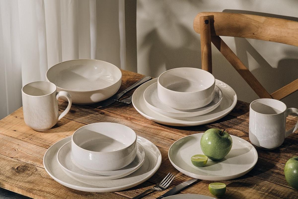 SERWIS OBIADOWO-ŚNIADANIOWY MARBELLA - beżowy, Trend, ceramika - Novel